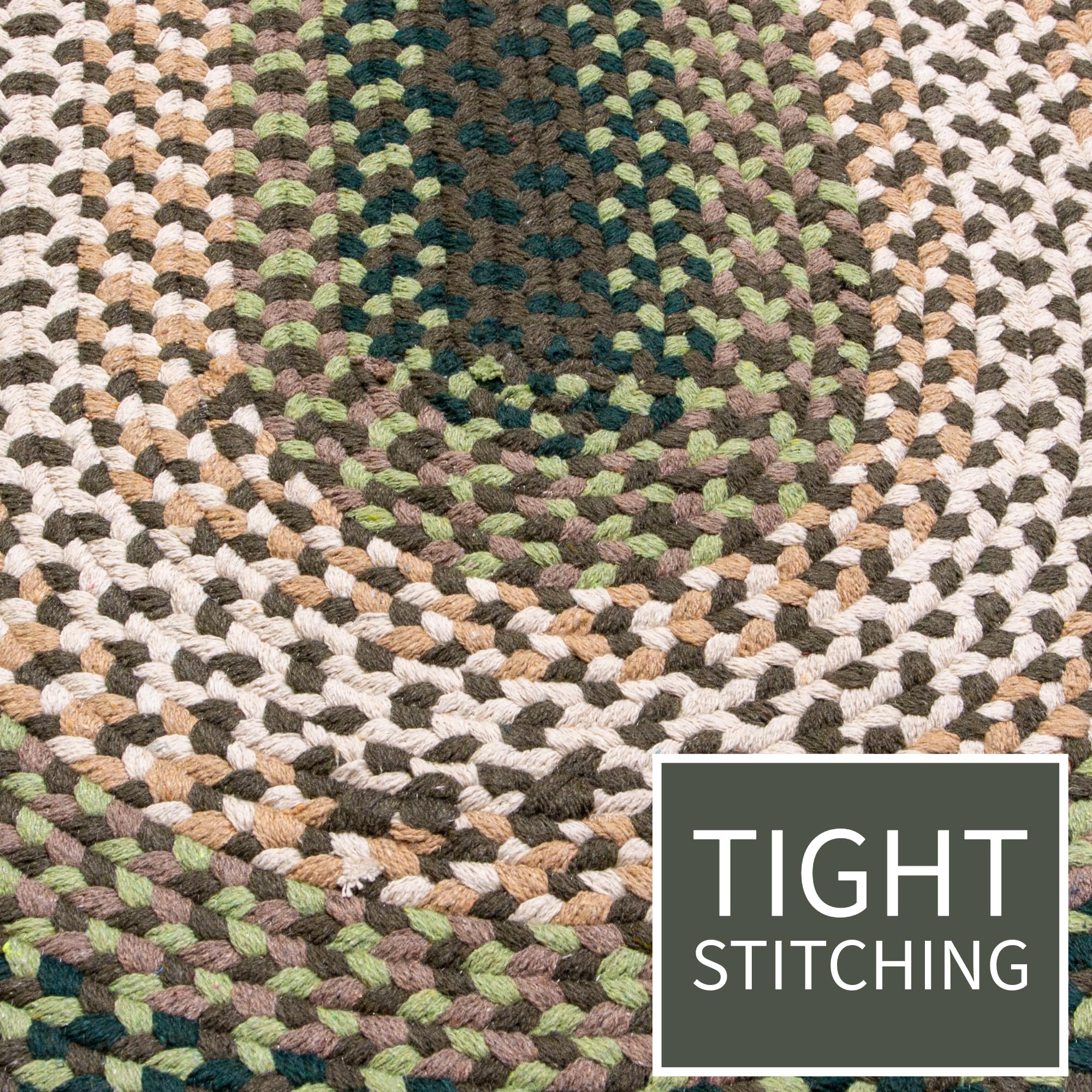 Green Charming Braided Rug for Farmhouse Living Rooms and Bedroom