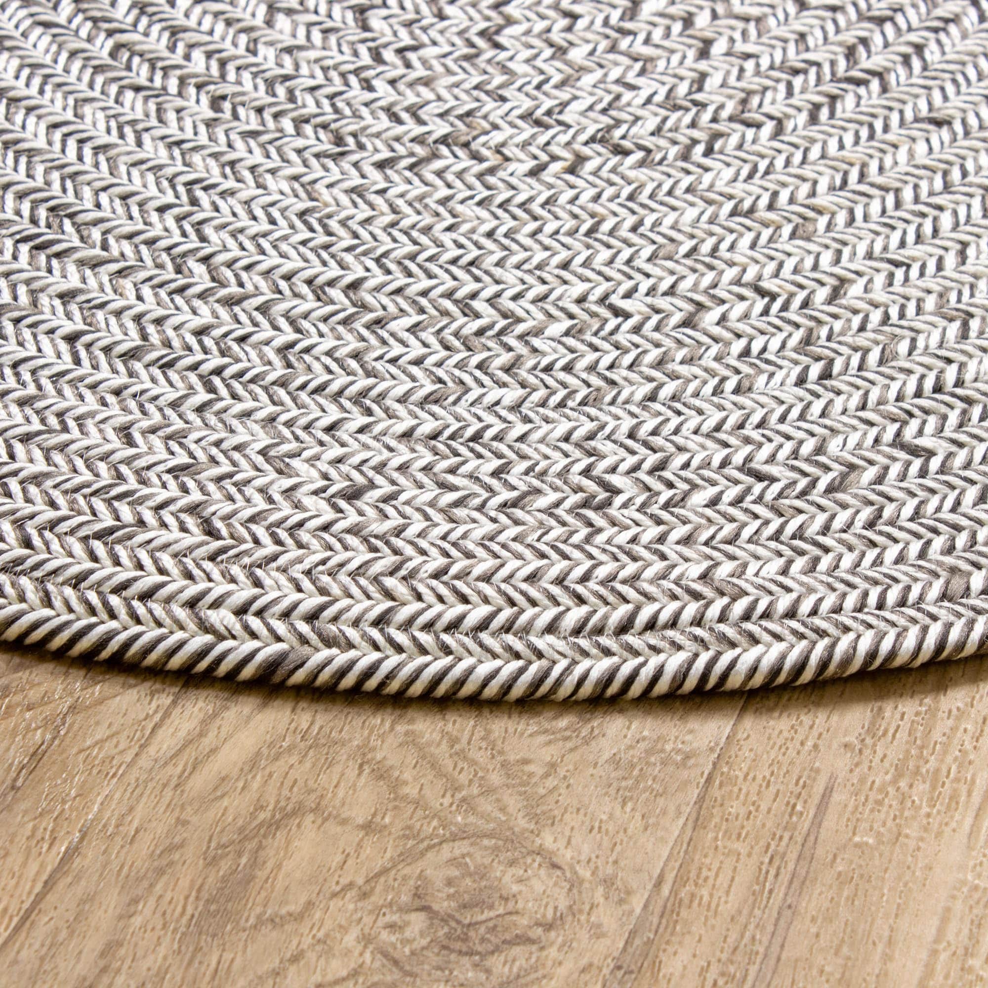 Dark Gray, Light Gray Braided Rug - Reversible Solid Constrution - Indoor Outdoor & Kitchen Ready