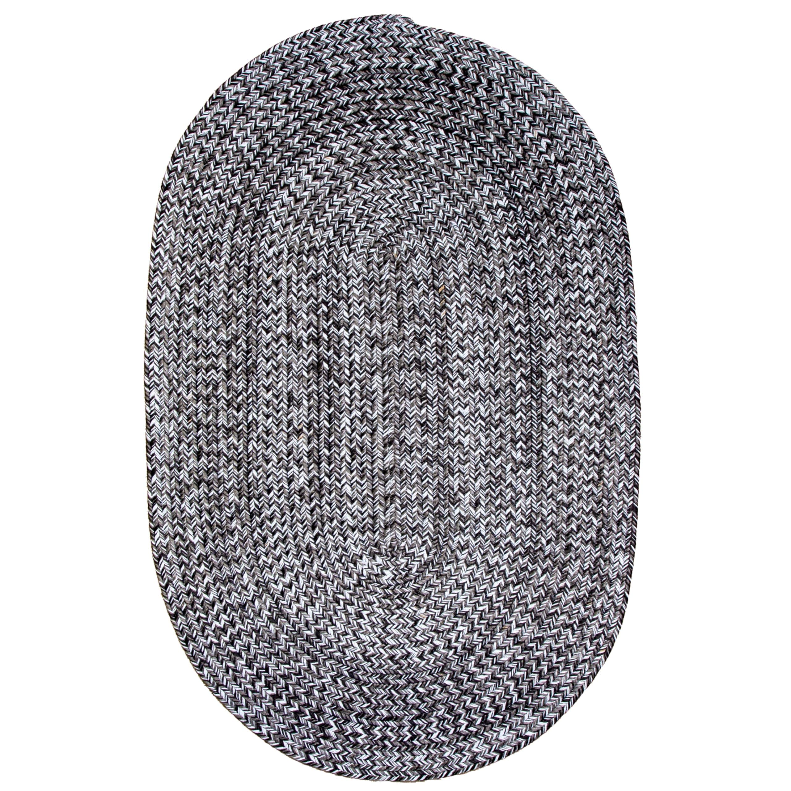 Dark Gray, Light Gray Braided Rug - Reversible Solid Constrution - Indoor Outdoor & Kitchen Ready