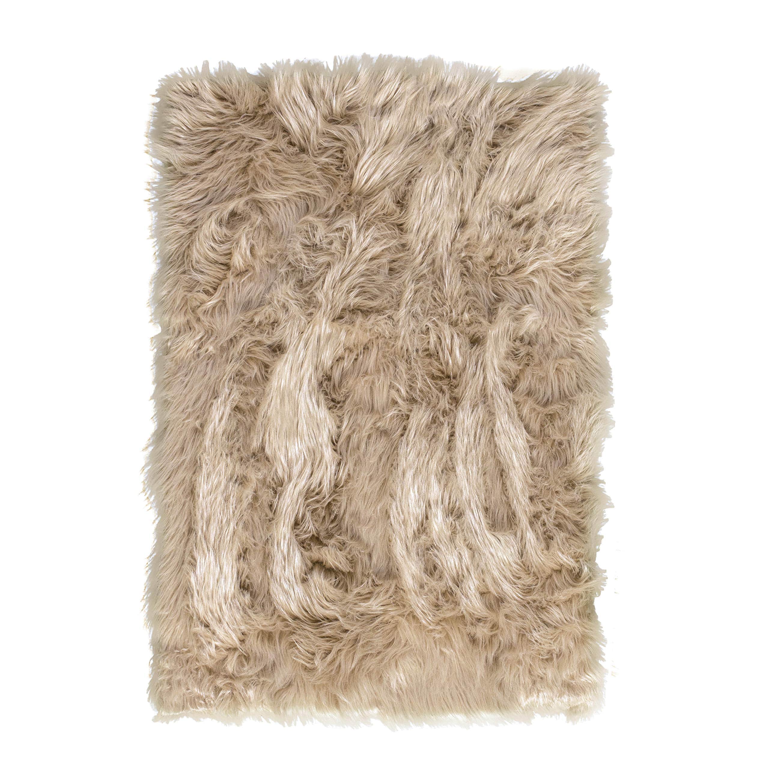 Light Brown Serene Faux Fur Solid Fake Sheepskin Rug