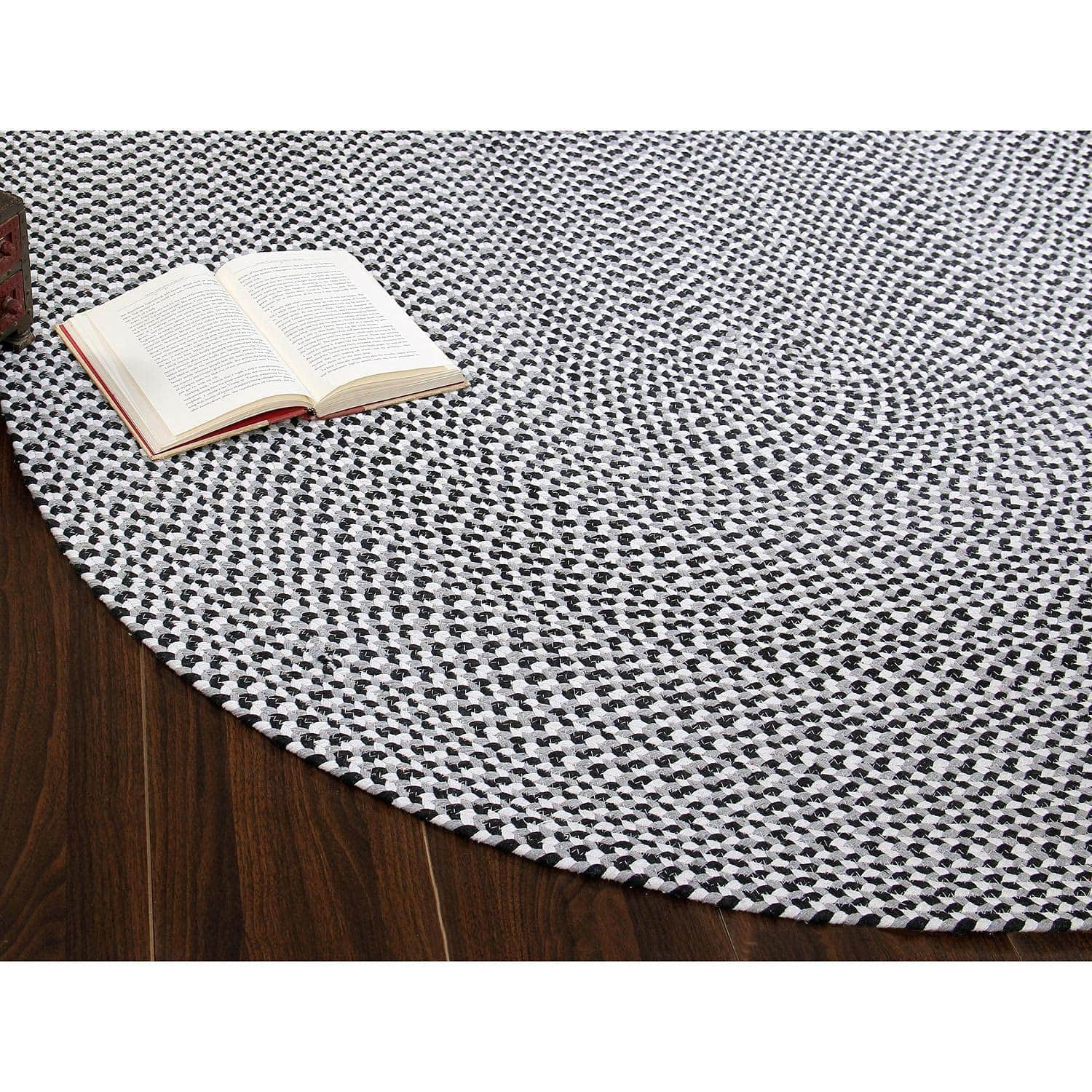 Black, White, Gray Tri-Color Soft Cotton Braided Rug