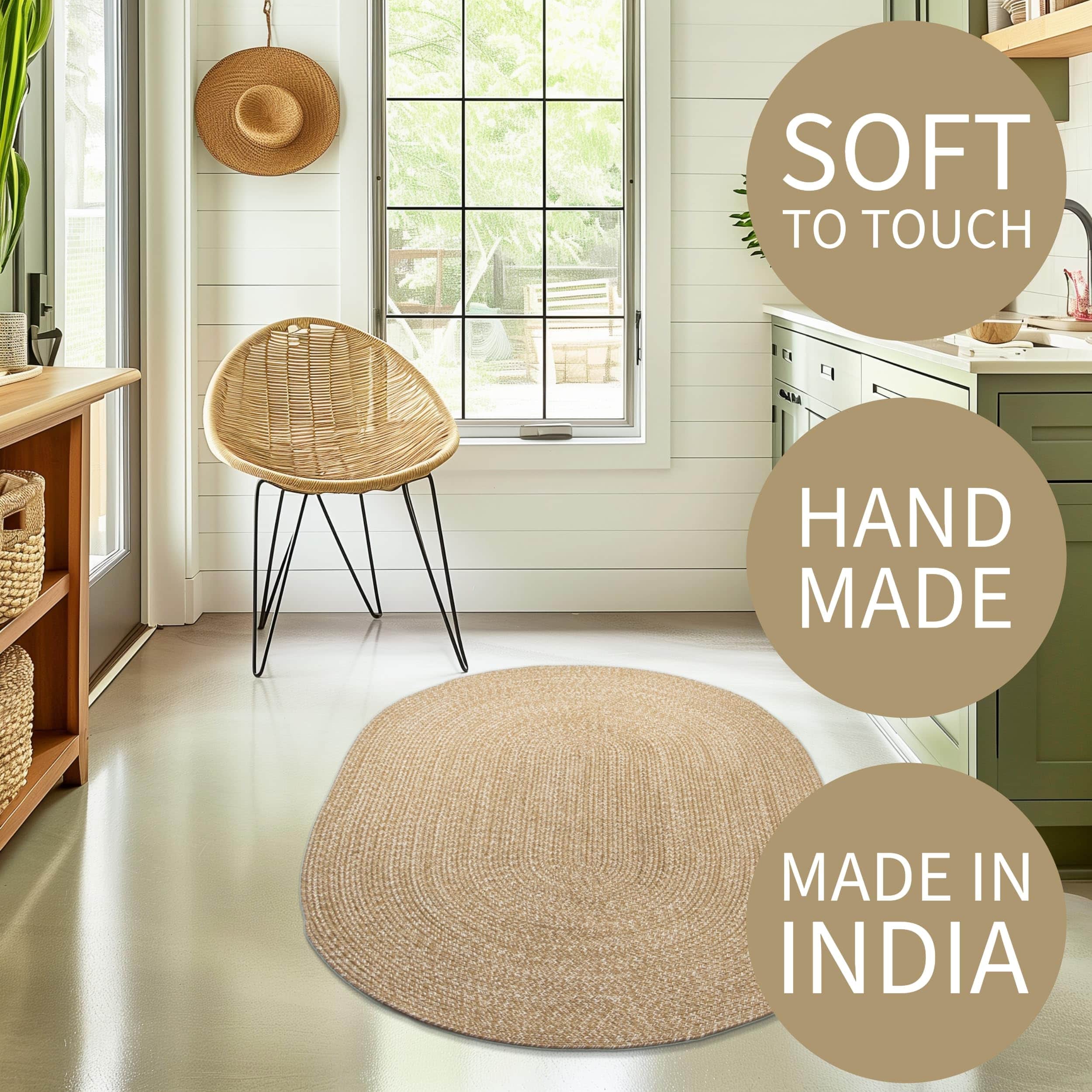 Brown Multicolor Indoour Outdoor Braided Kitchen Rug