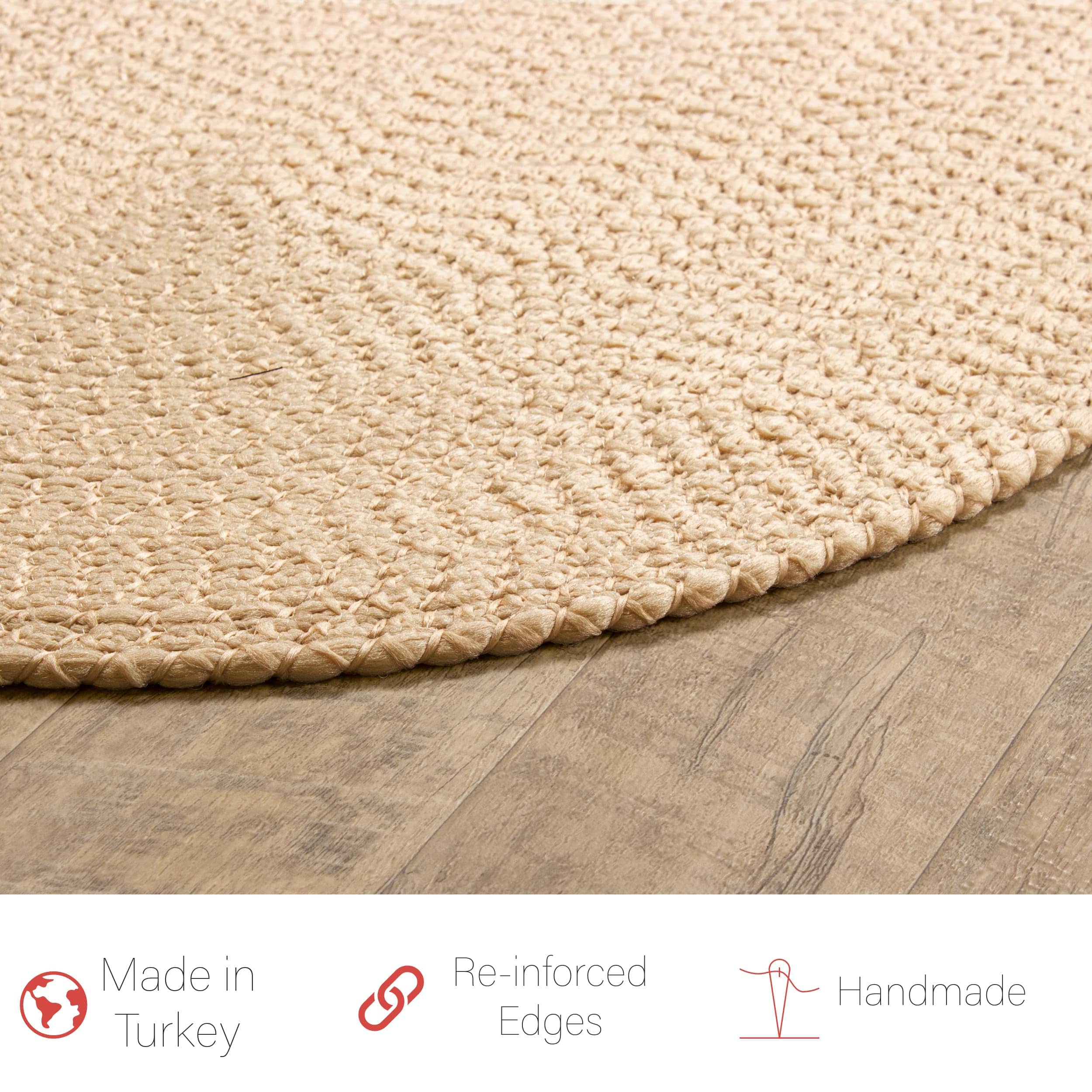 Beige Braided Rug - Reversible Solid Constrution - Indoor Outdoor