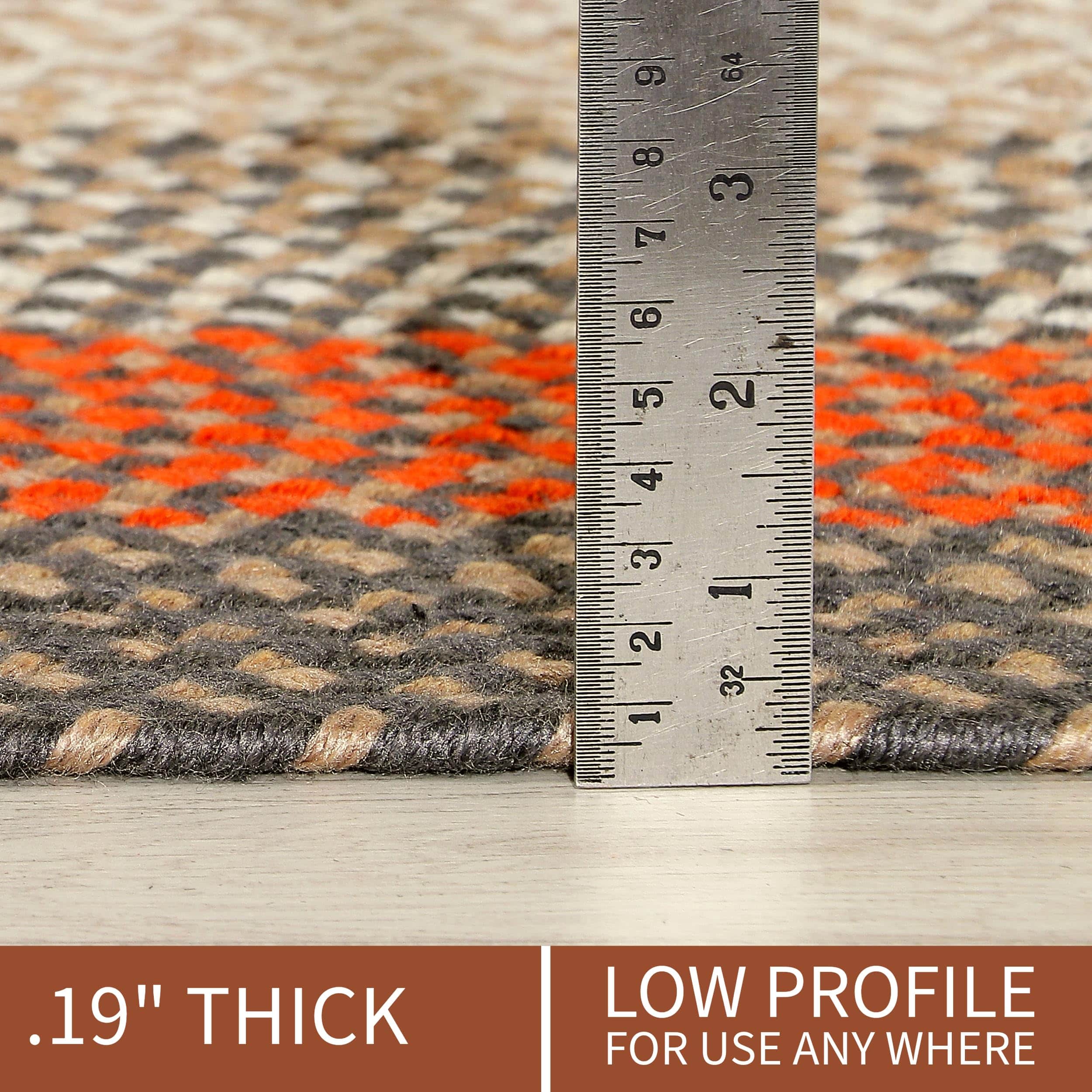 Red, Gray Indoor Outdoor Braided Rug for Patios, Porches and Kitchens - Bradford Collection