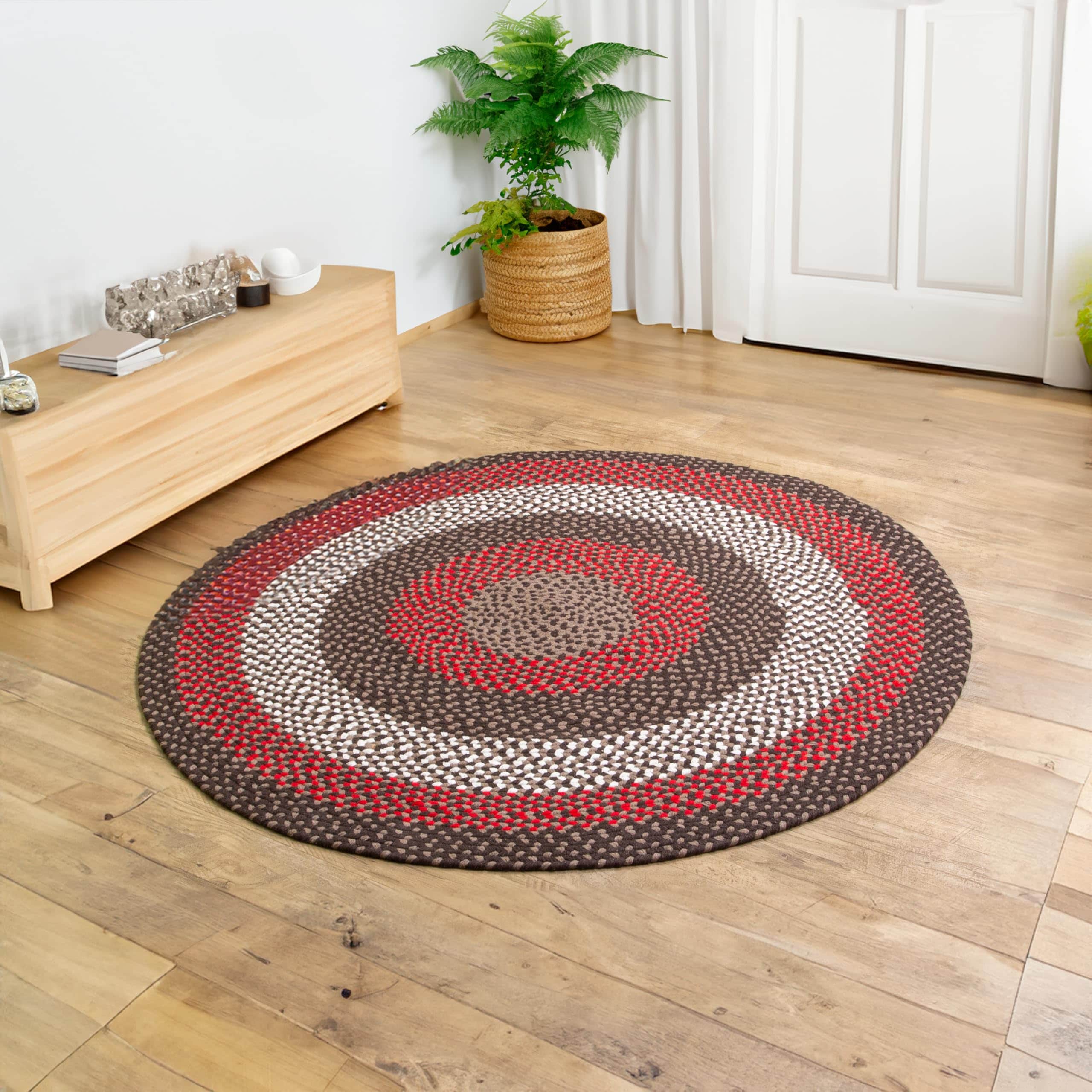Brown Charming Braided Rug for Farmhouse Living Rooms and Bedroom