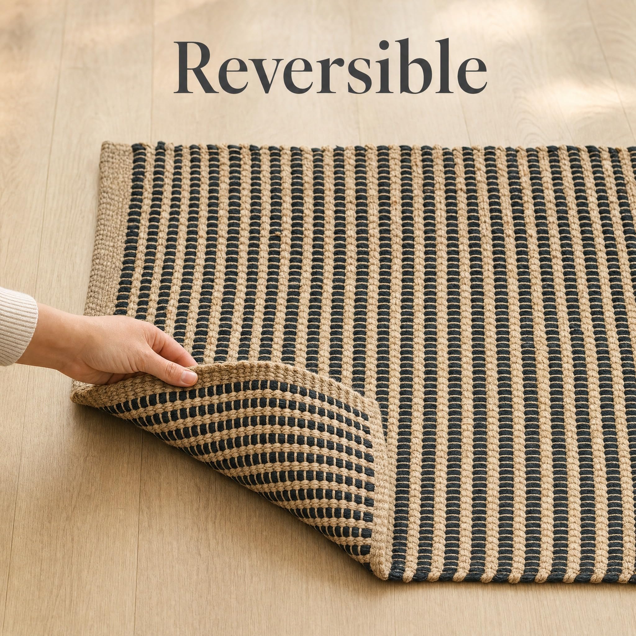 Black Jute & Chindi Woven Rug - Terra JC02
