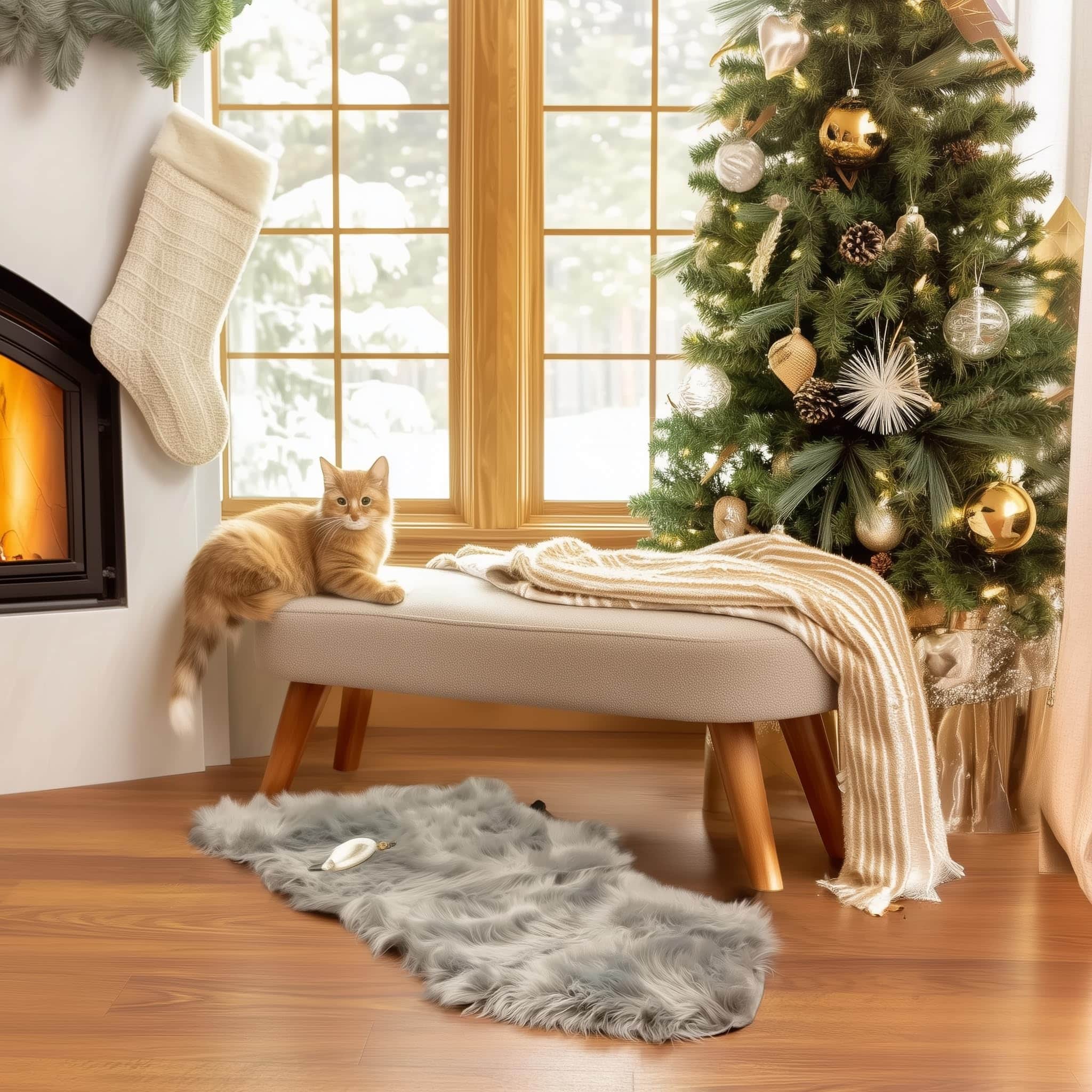Gray Serene Faux Fur Solid Fake Sheepskin Rug
