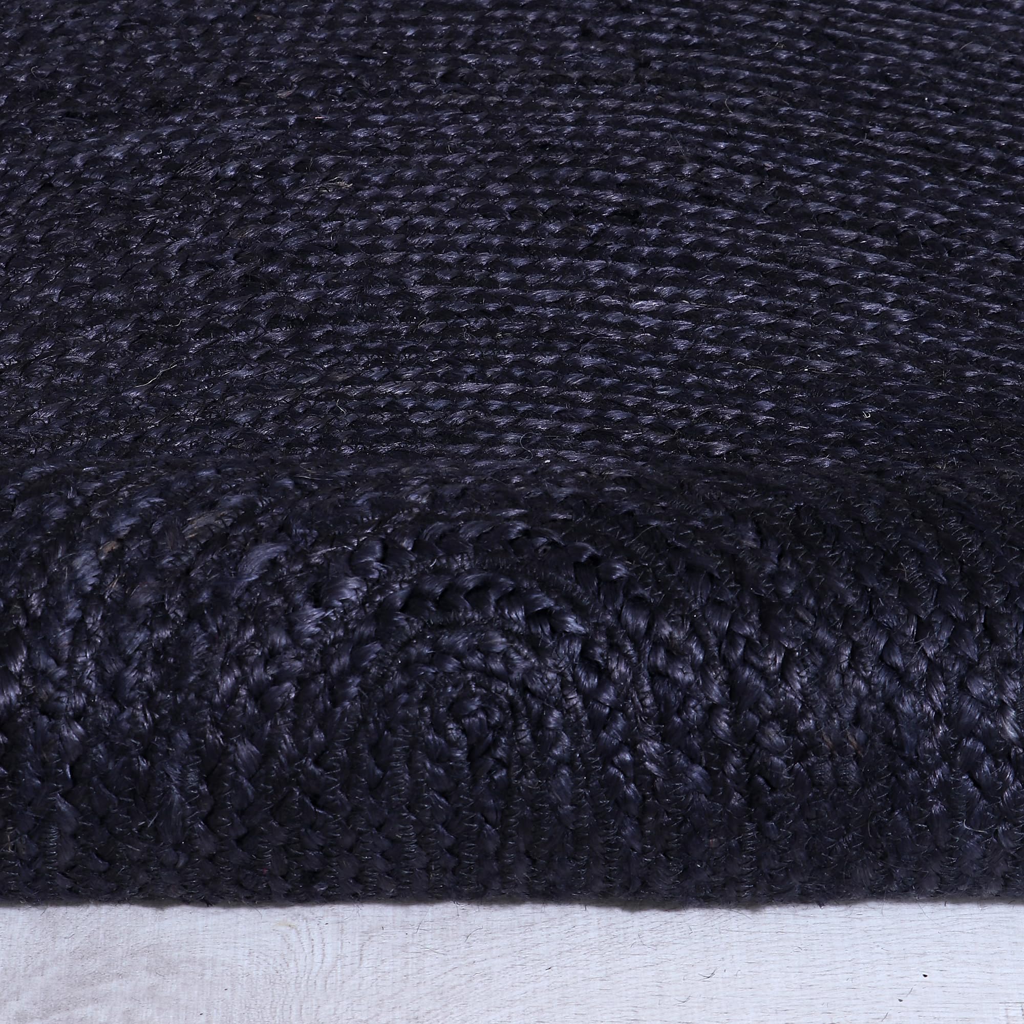 Black Jute Rug - Plant Based - Reversible Braided Eco-Friendly Rug