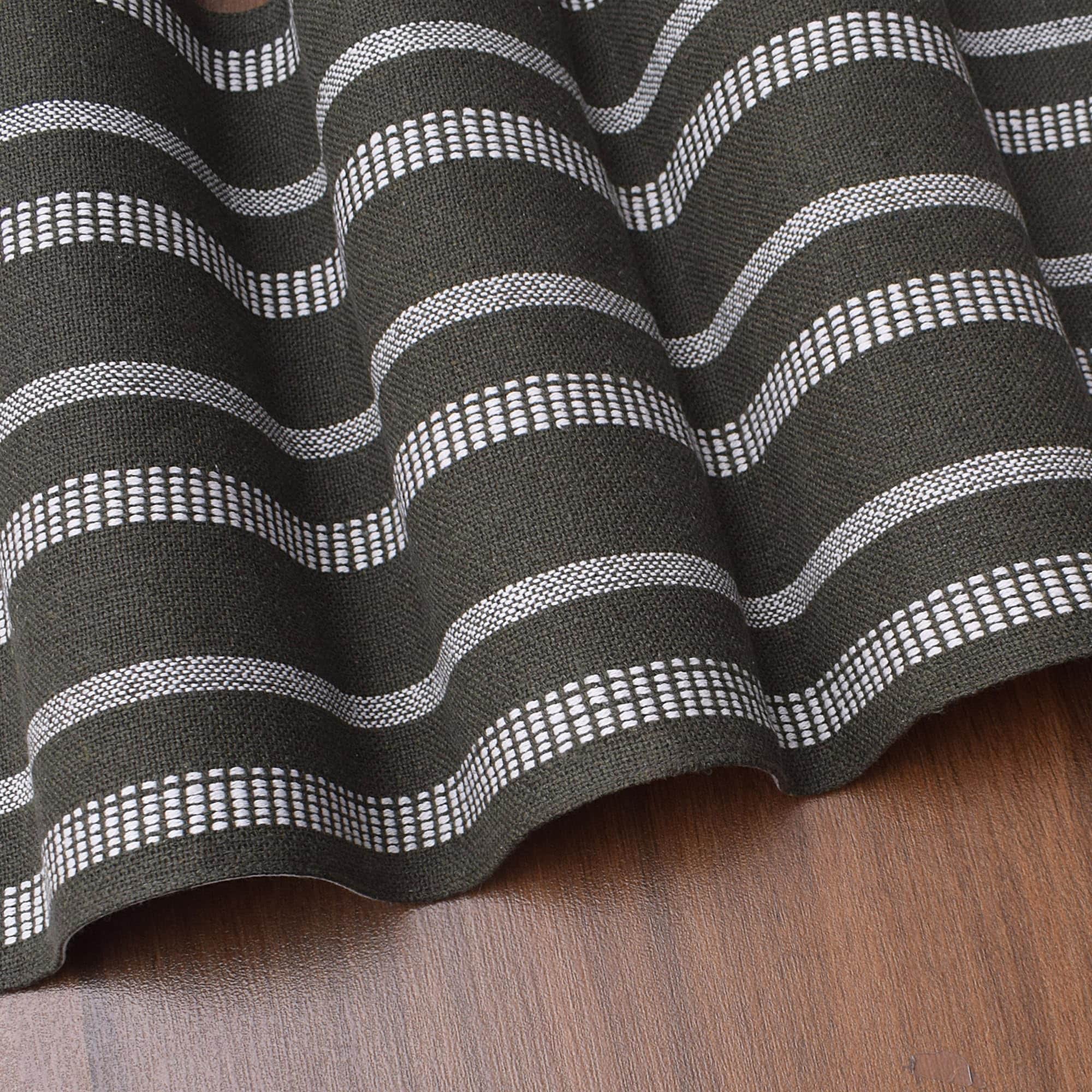 Ivory, Green Table Runner Cotton Farmhouse Inspired