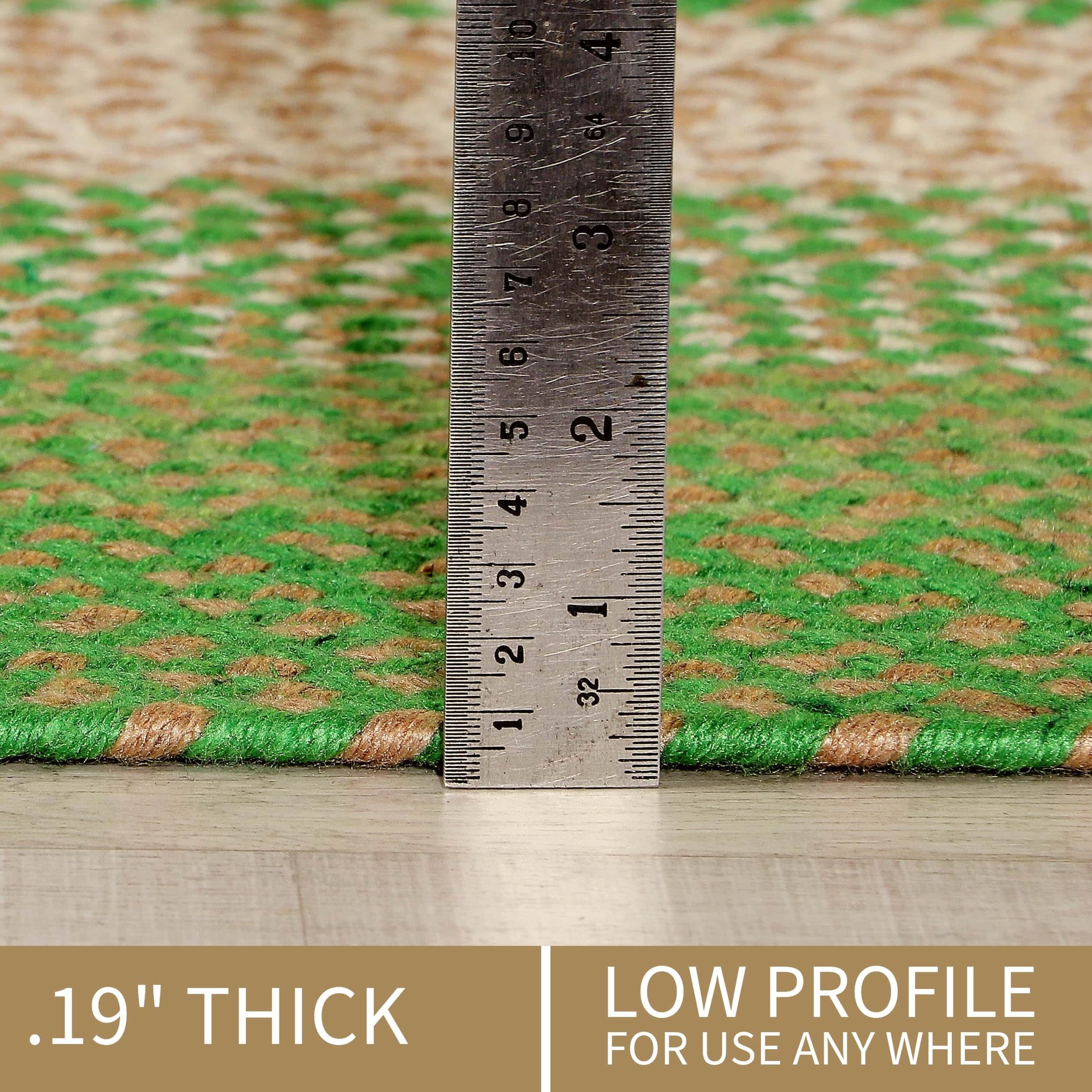 Dark Green Indoor Outdoor Braided Rug for Patios, Porches and Kitchens - Bradford Collection