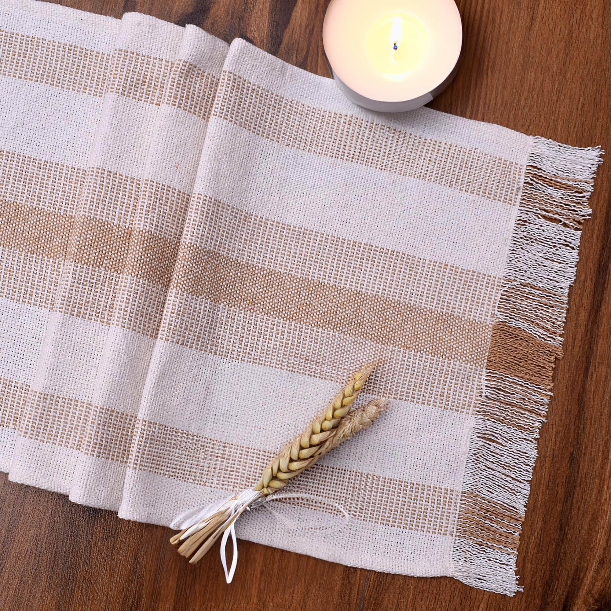 Ivory, Beige Table Runner Cotton Farmhouse Inspired