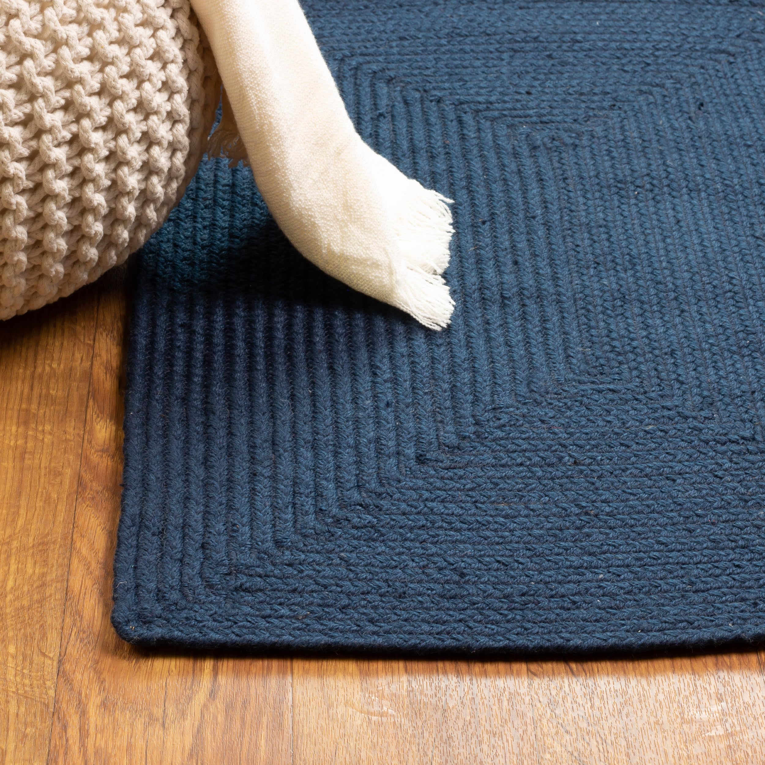 Navy Reversible Indoor Outdoor Solid Braided Rug