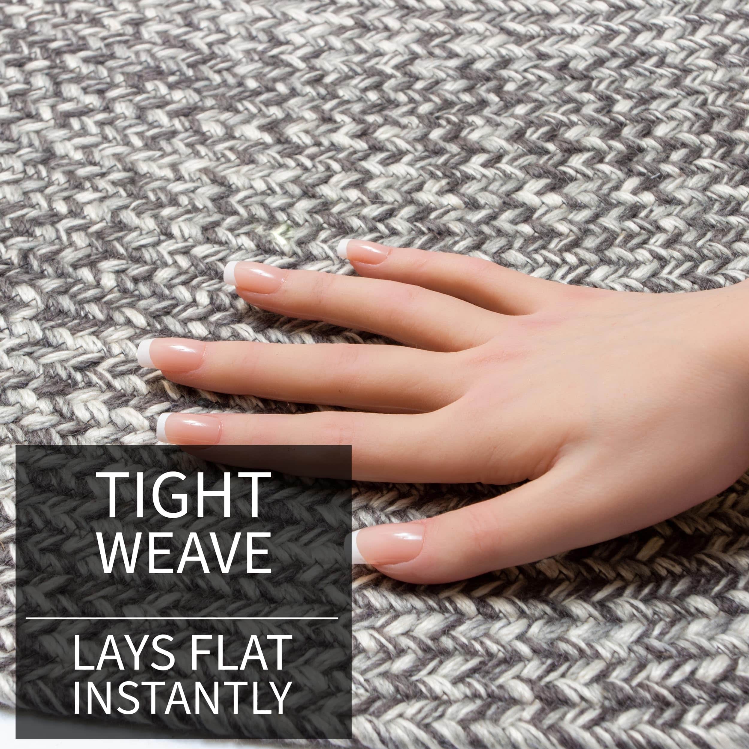 Charcoal, Gray, Light Gray, White Indoour Outdoor Braided Kitchen Rug