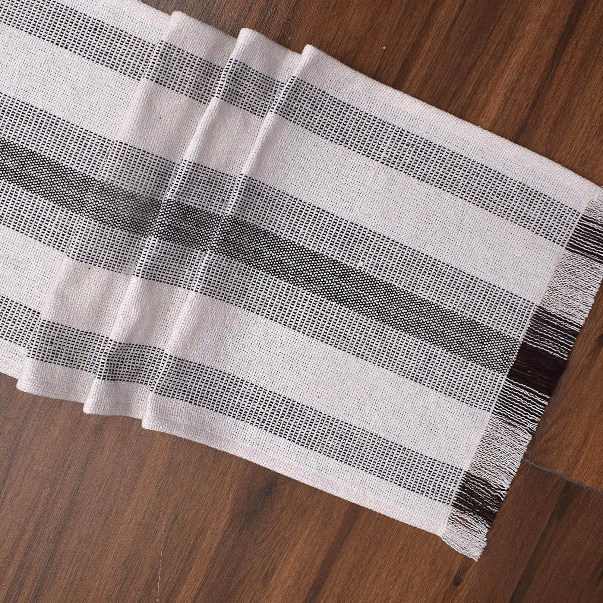 Ivory, Brown Table Runner Cotton Farmhouse Inspired