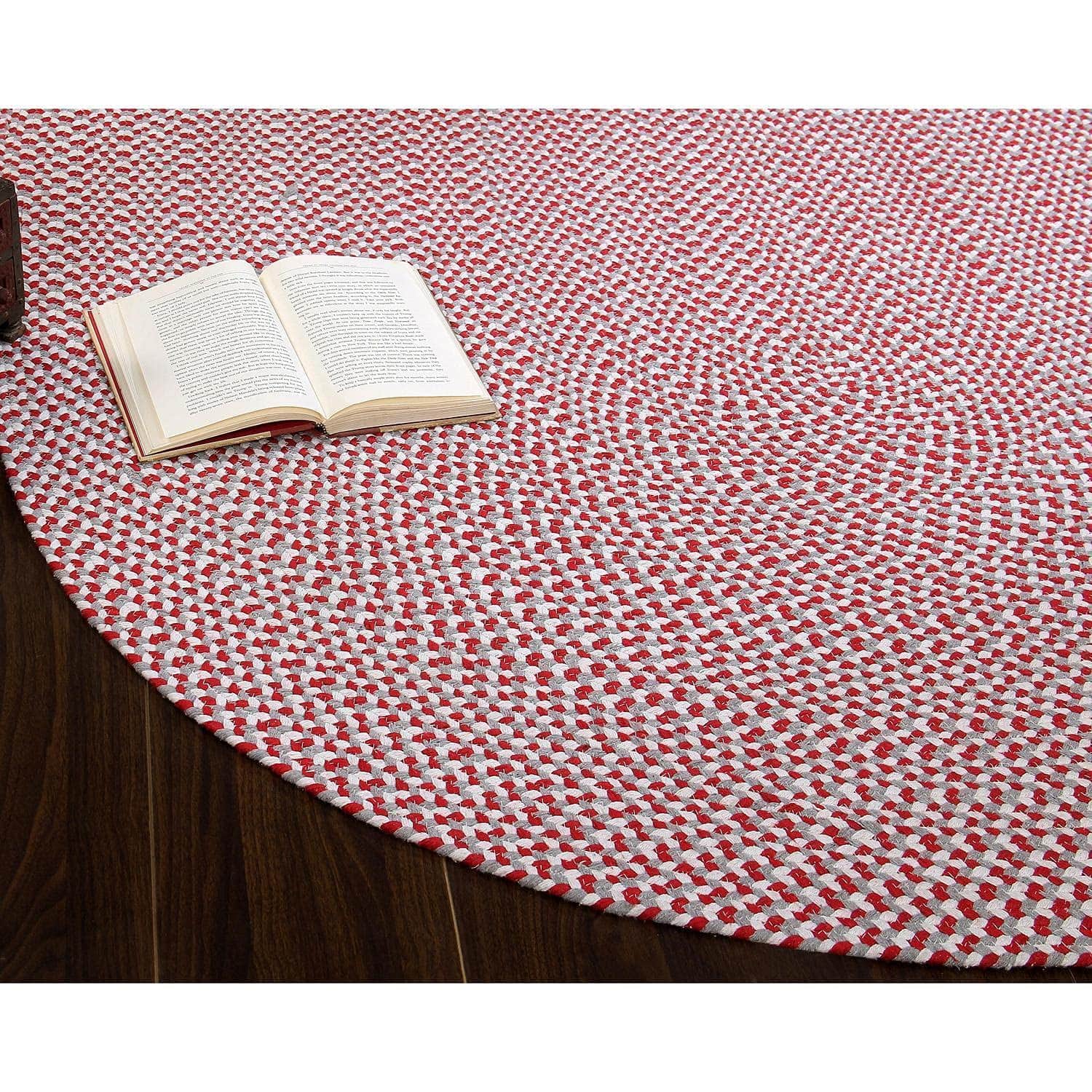 Red, White, Gray Tri-Color Soft Cotton Braided Rug