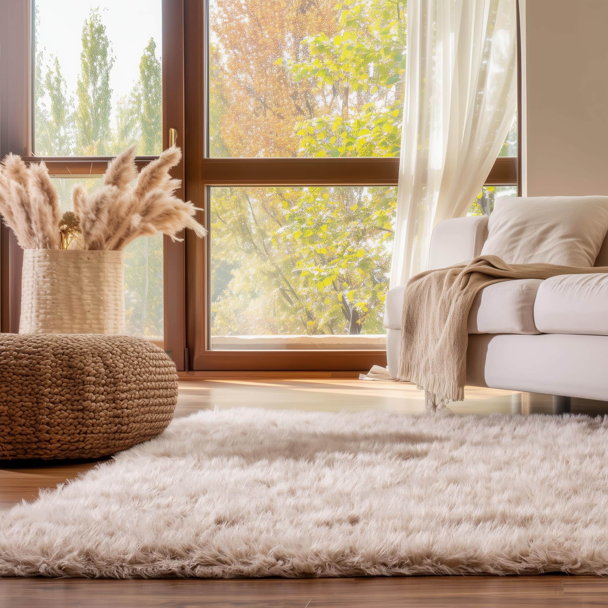 Light Brown Serene Faux Fur Solid Fake Sheepskin Rug