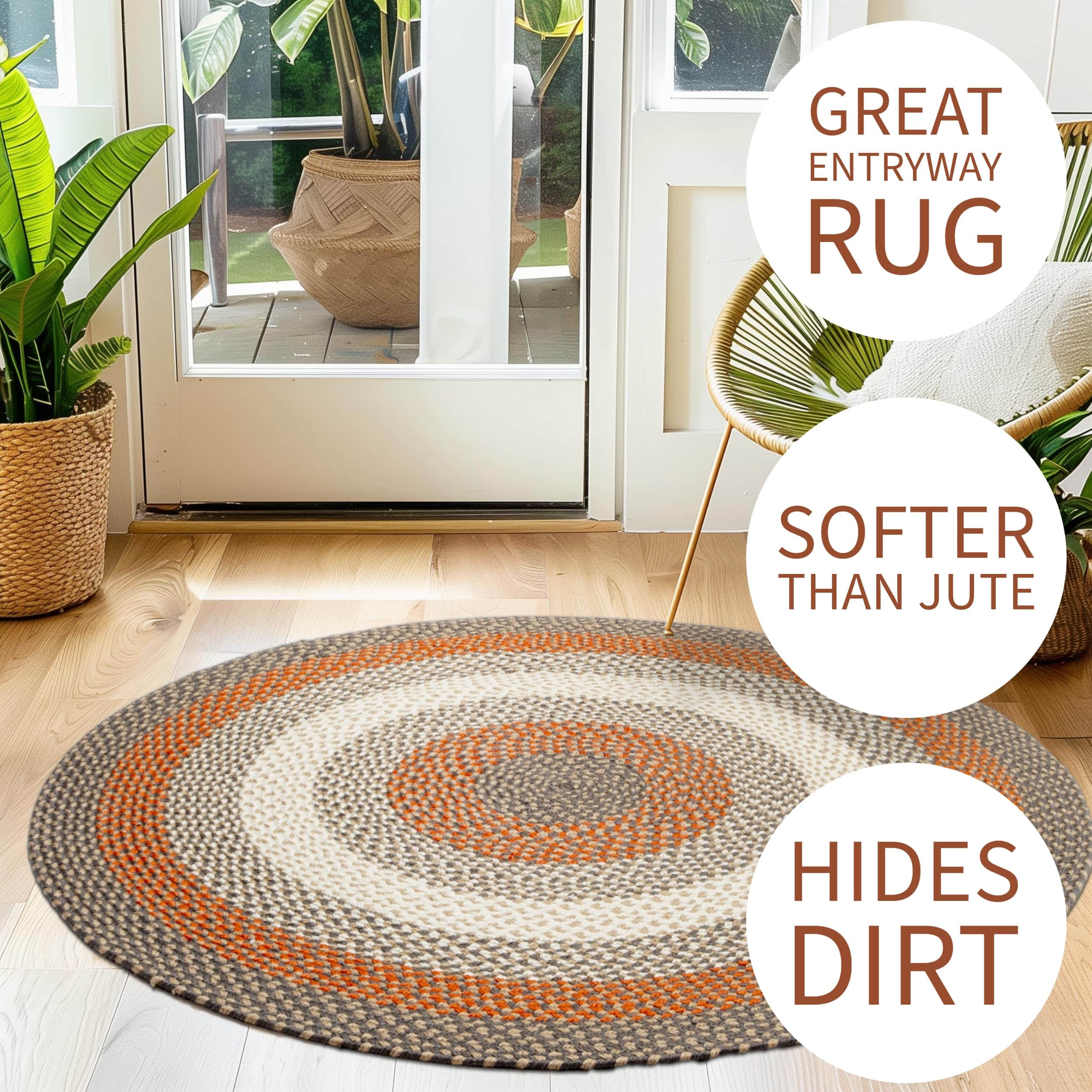 Red, Gray Indoor Outdoor Braided Rug for Patios, Porches and Kitchens - Bradford Collection