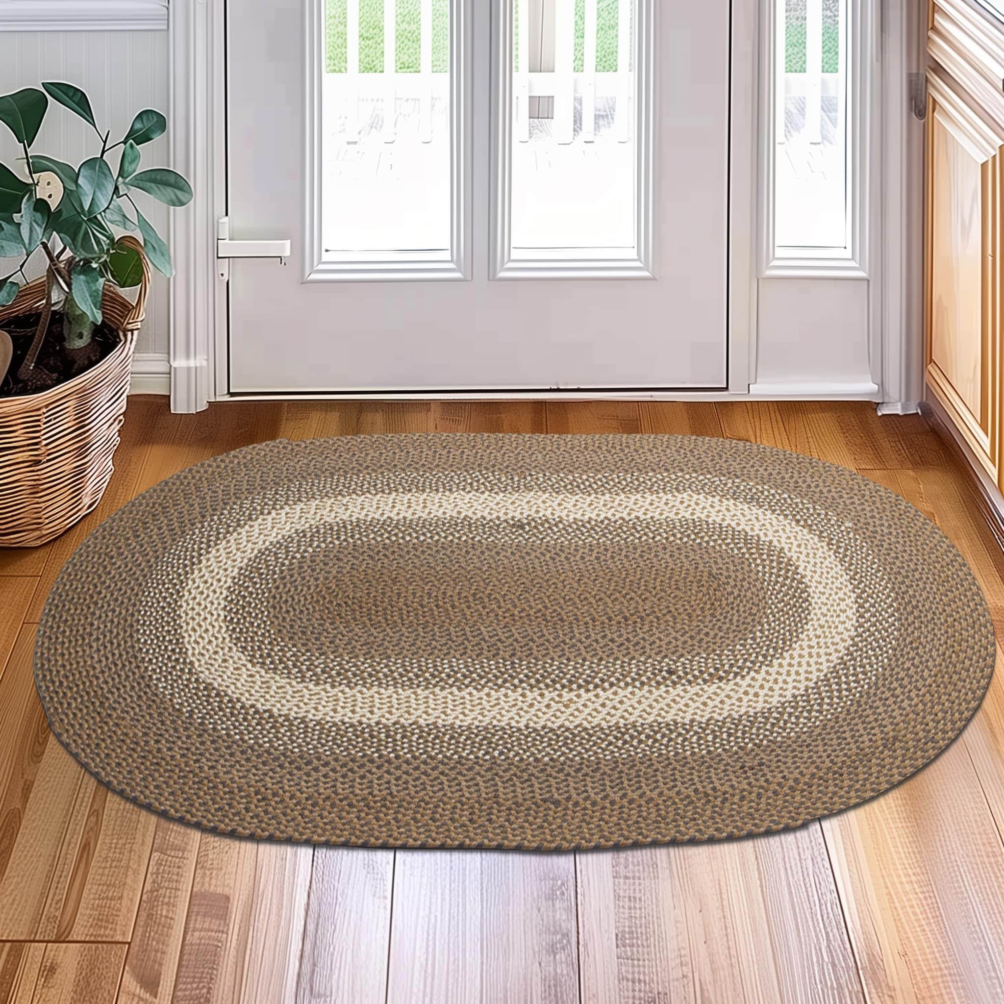 Brown, Gray Indoor Outdoor Braided Rug for Patios, Porches and Kitchens - Bradford Collection