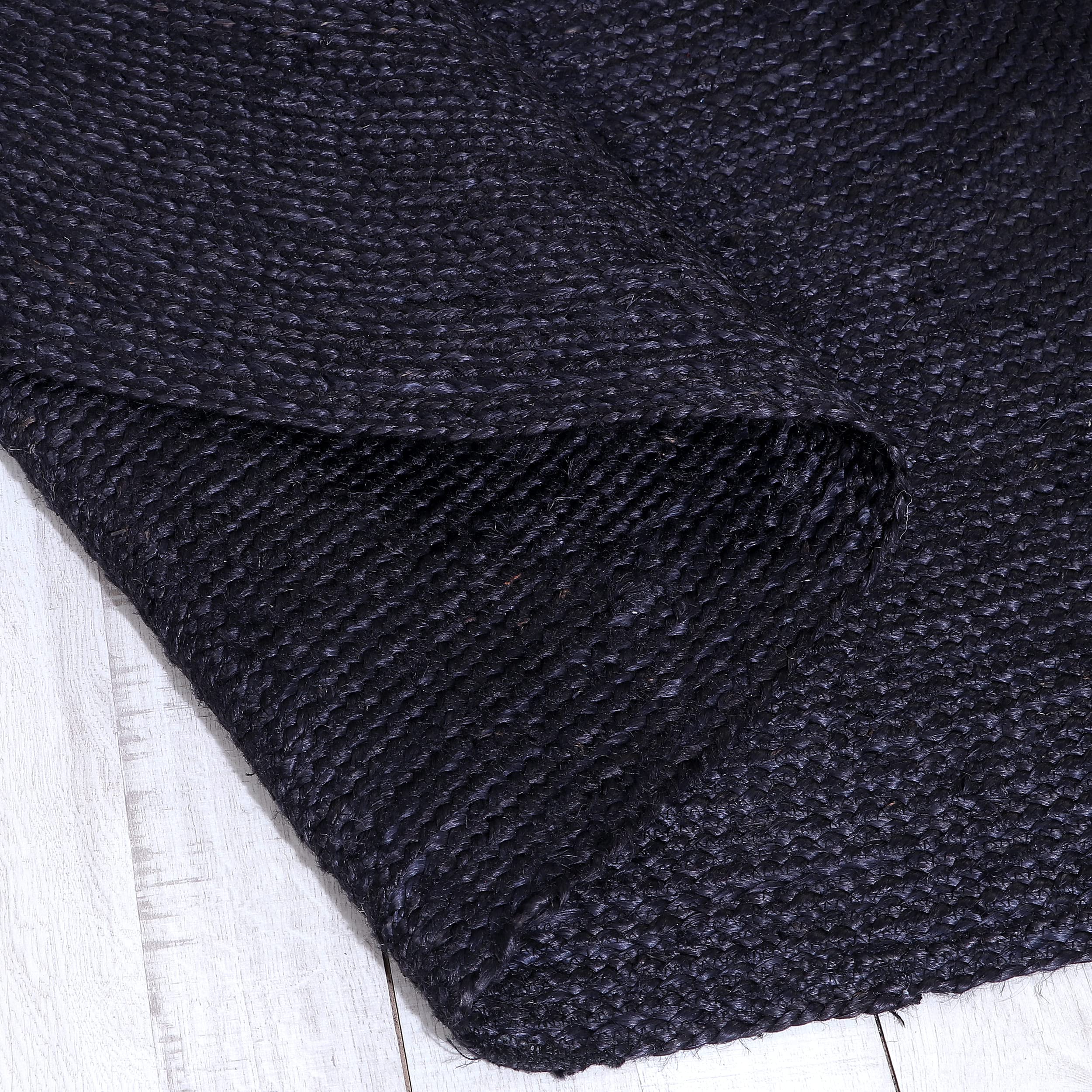 Black Jute Rug - Plant Based - Reversible Braided Eco-Friendly Rug