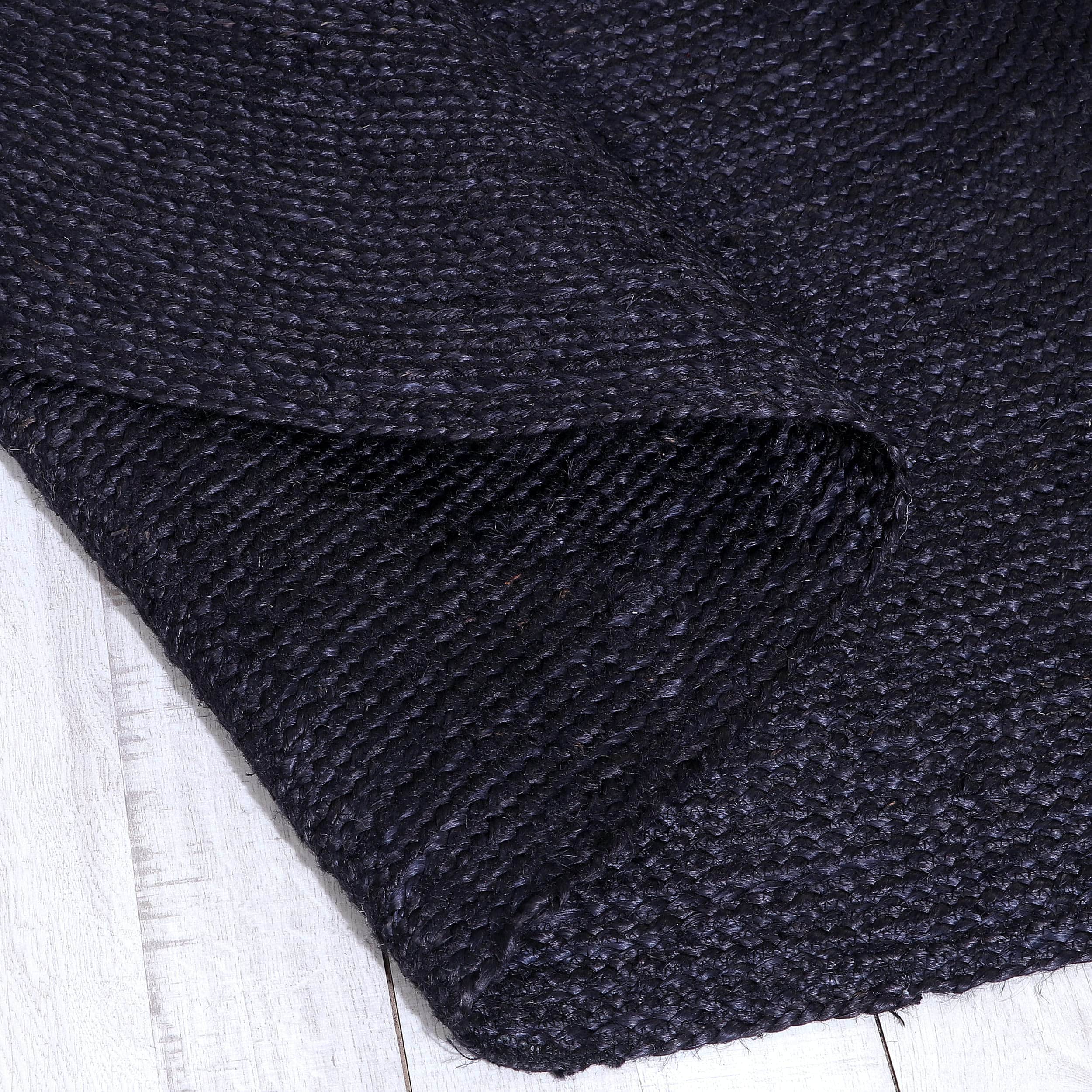 Black Jute Rug - Plant Based - Reversible Braided Eco-Friendly Rug