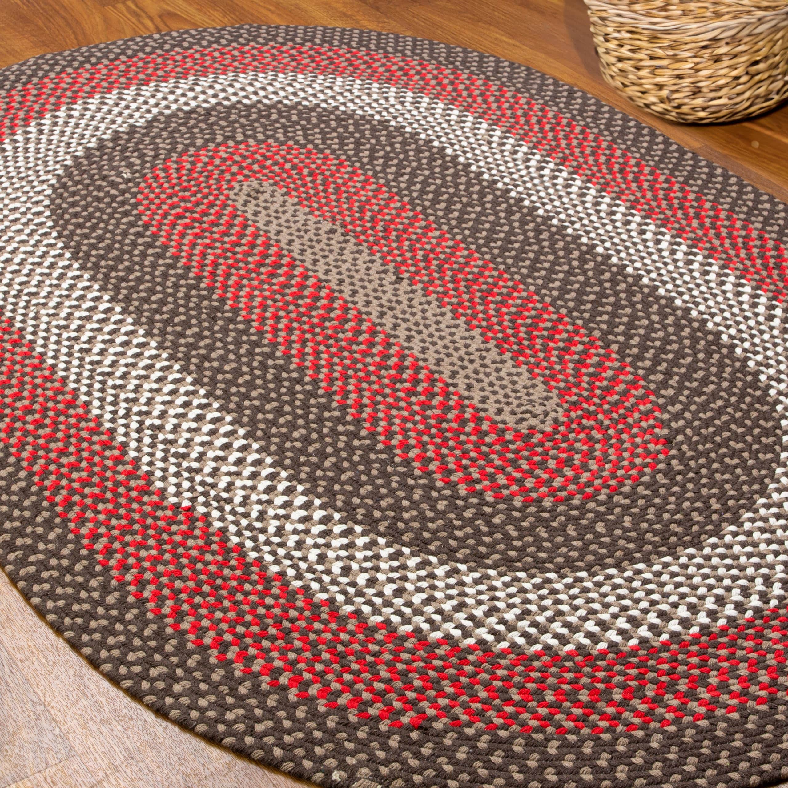 Brown Charming Braided Rug for Farmhouse Living Rooms and Bedroom