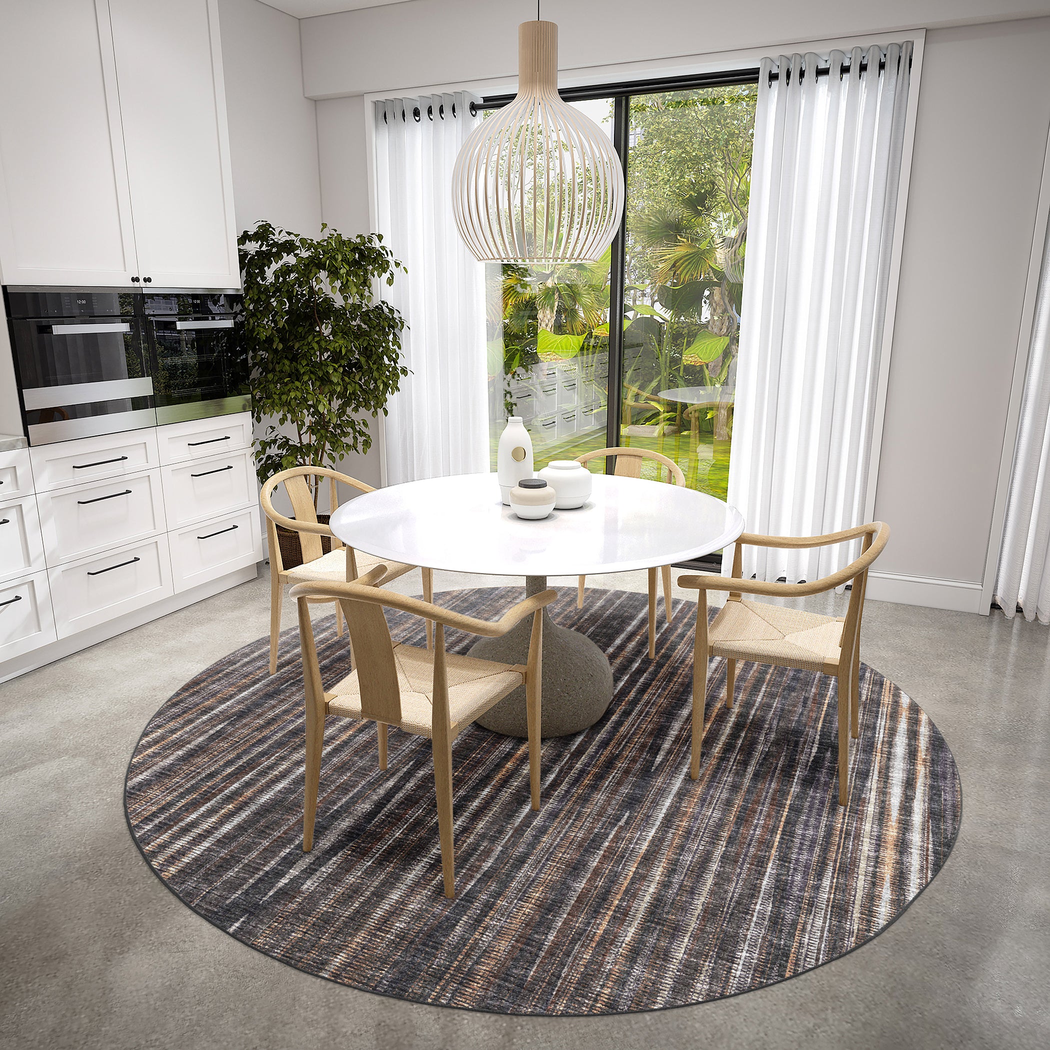 Indoor/Outdoor Transitional AA1 Fudge Brown Rug 4' x 4' #shape_Round