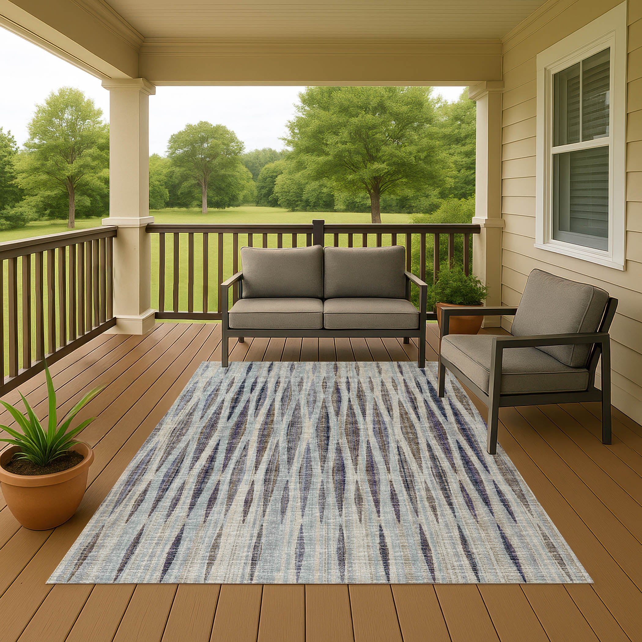 Indoor/Outdoor Transitional AA1 Mist Blue Rug 3' x 5' #shape_Rectangle