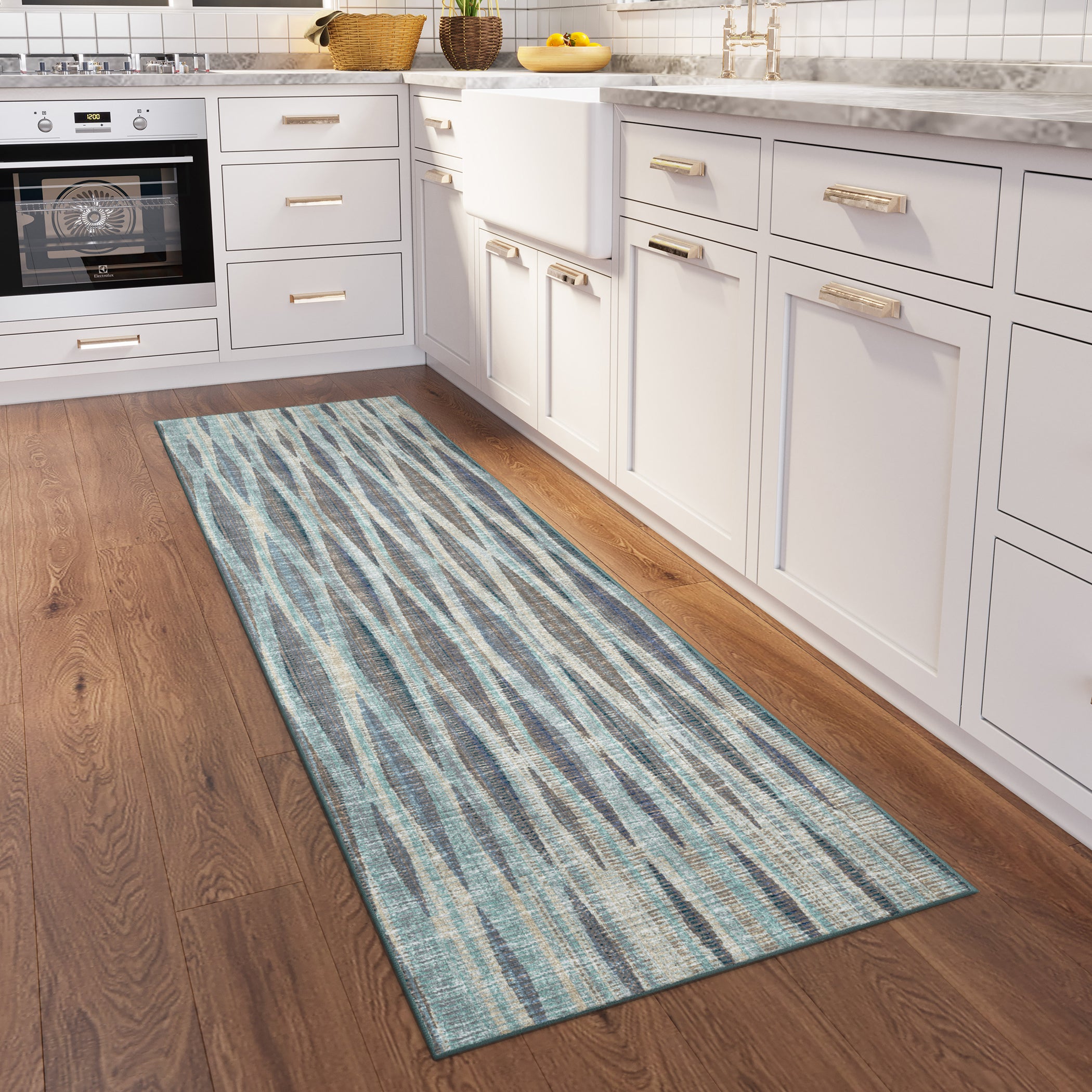 Indoor/Outdoor Transitional AA1 Mist Blue Rug 2'6" x 10' #shape_Runner