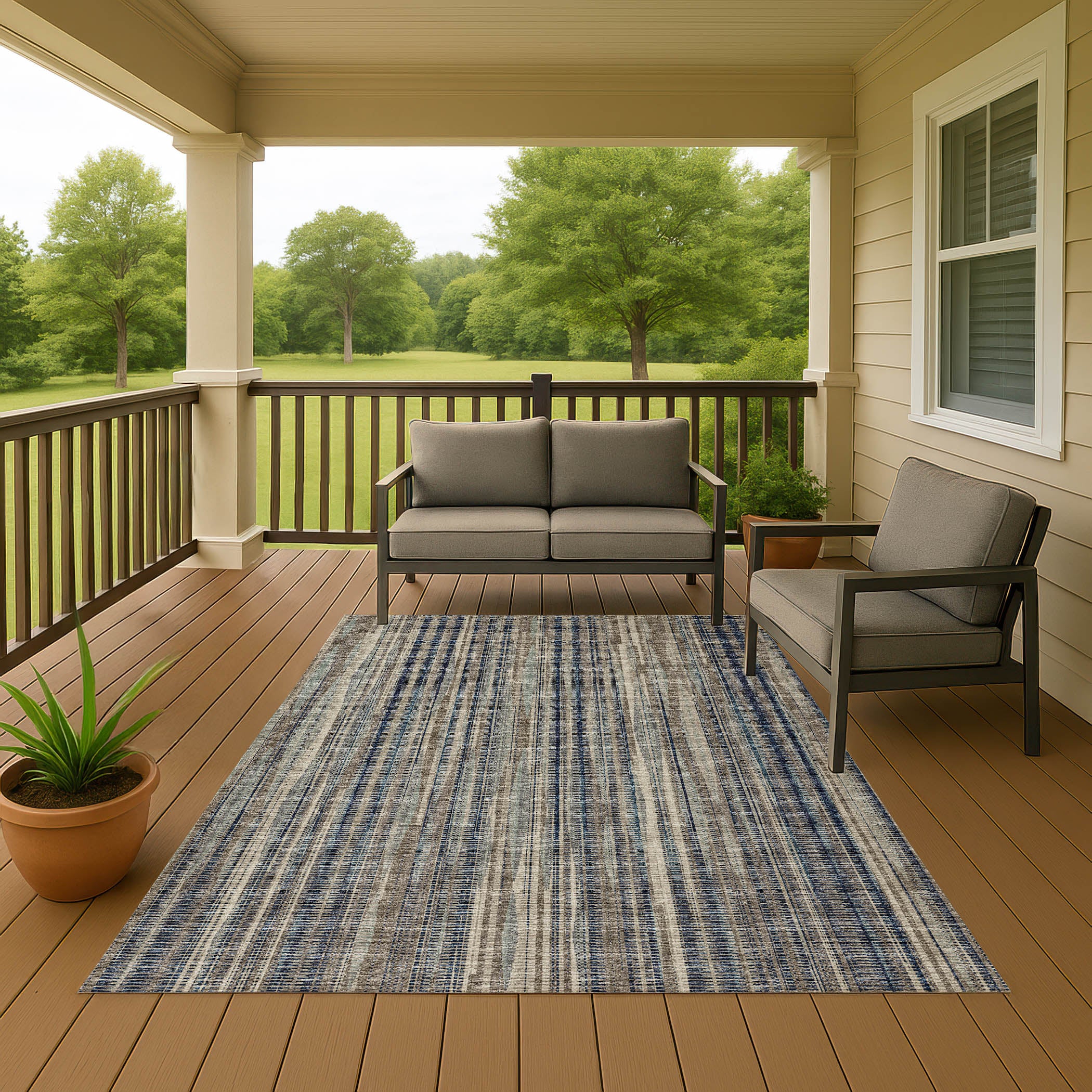 Indoor/Outdoor Transitional AA1 Mushroom Brown Rug 3' x 5' #shape_Rectangle
