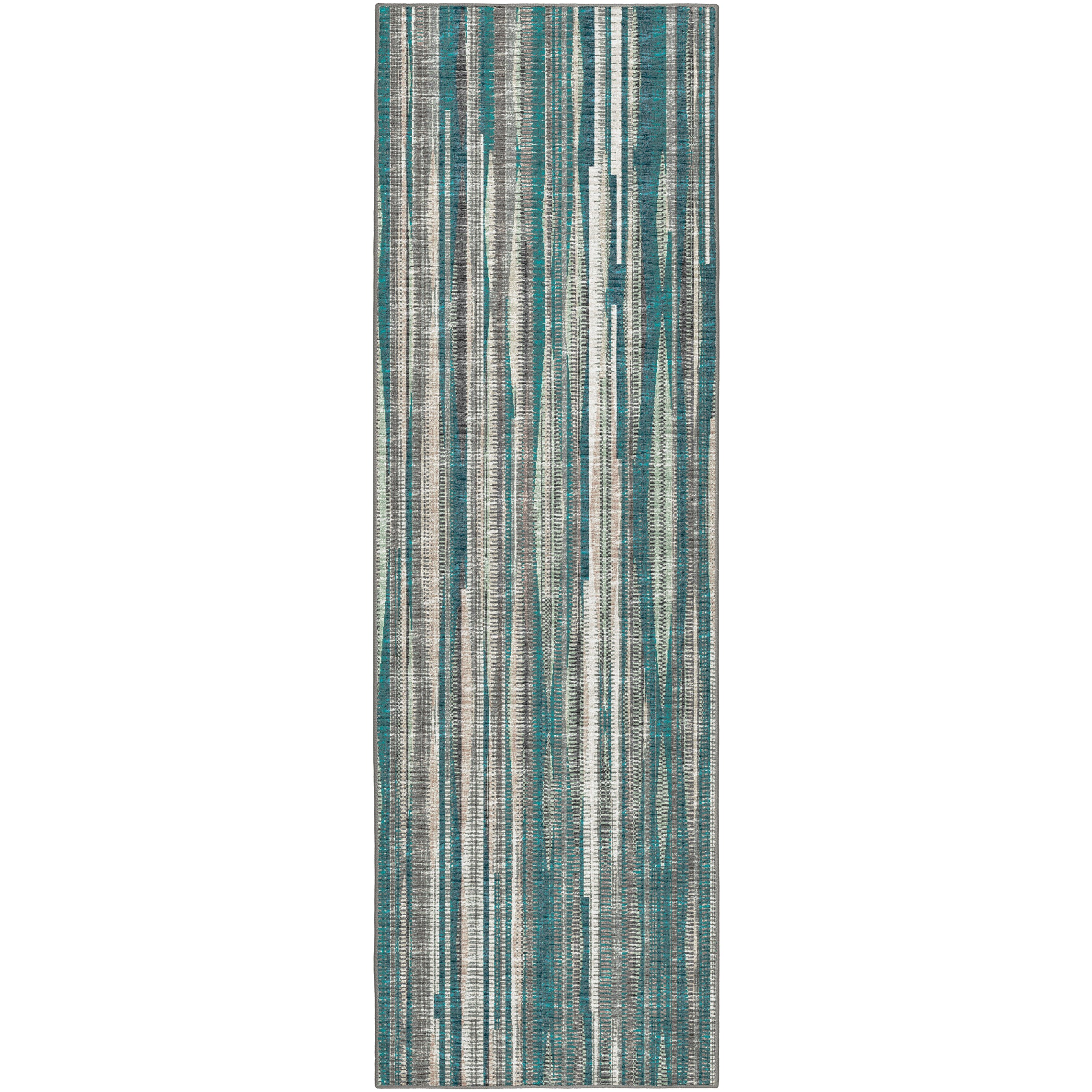 Indoor/Outdoor Transitional AA1 Teal Rug 2'6" x 10' #shape_Runner