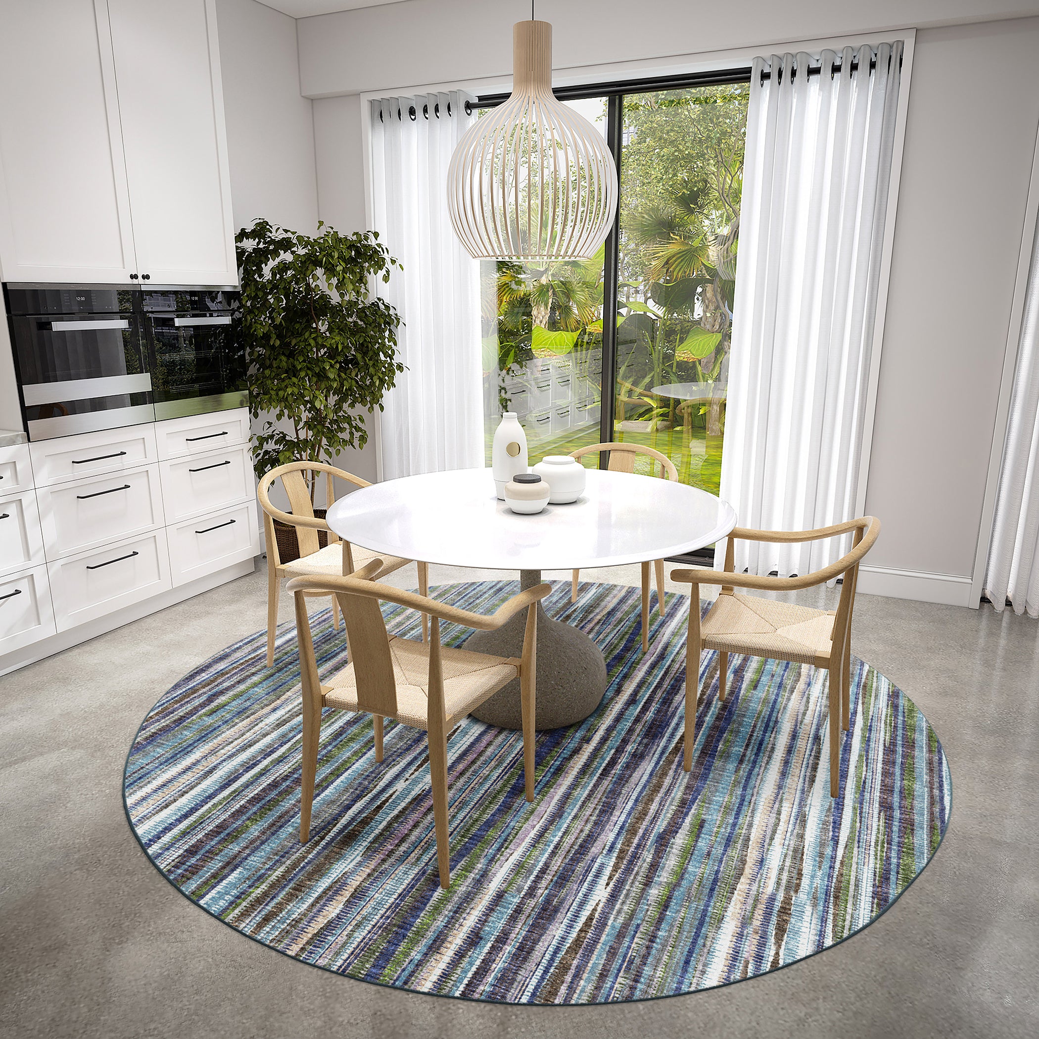 Indoor/Outdoor Transitional AA1 Violet Purple Rug 4' x 4' #shape_Round