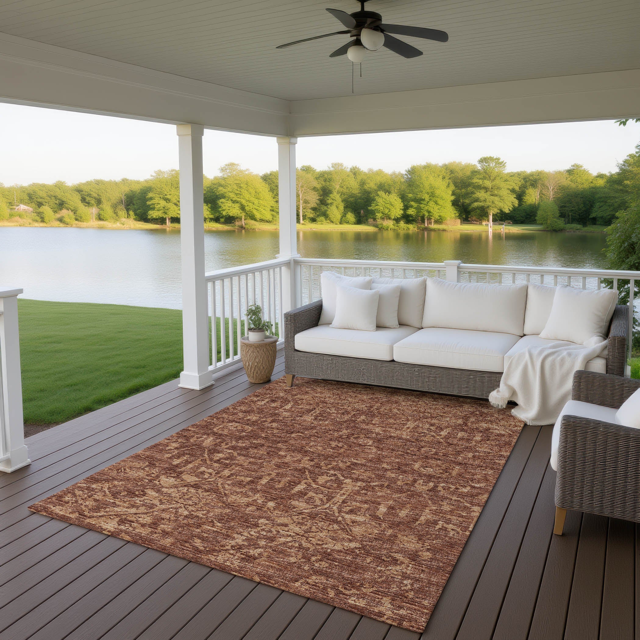 Luxury Machine Washable Indoor/Outdoor Traditional AB1 Canyon Orange Rug 3' x 5' #shape_Rectangle