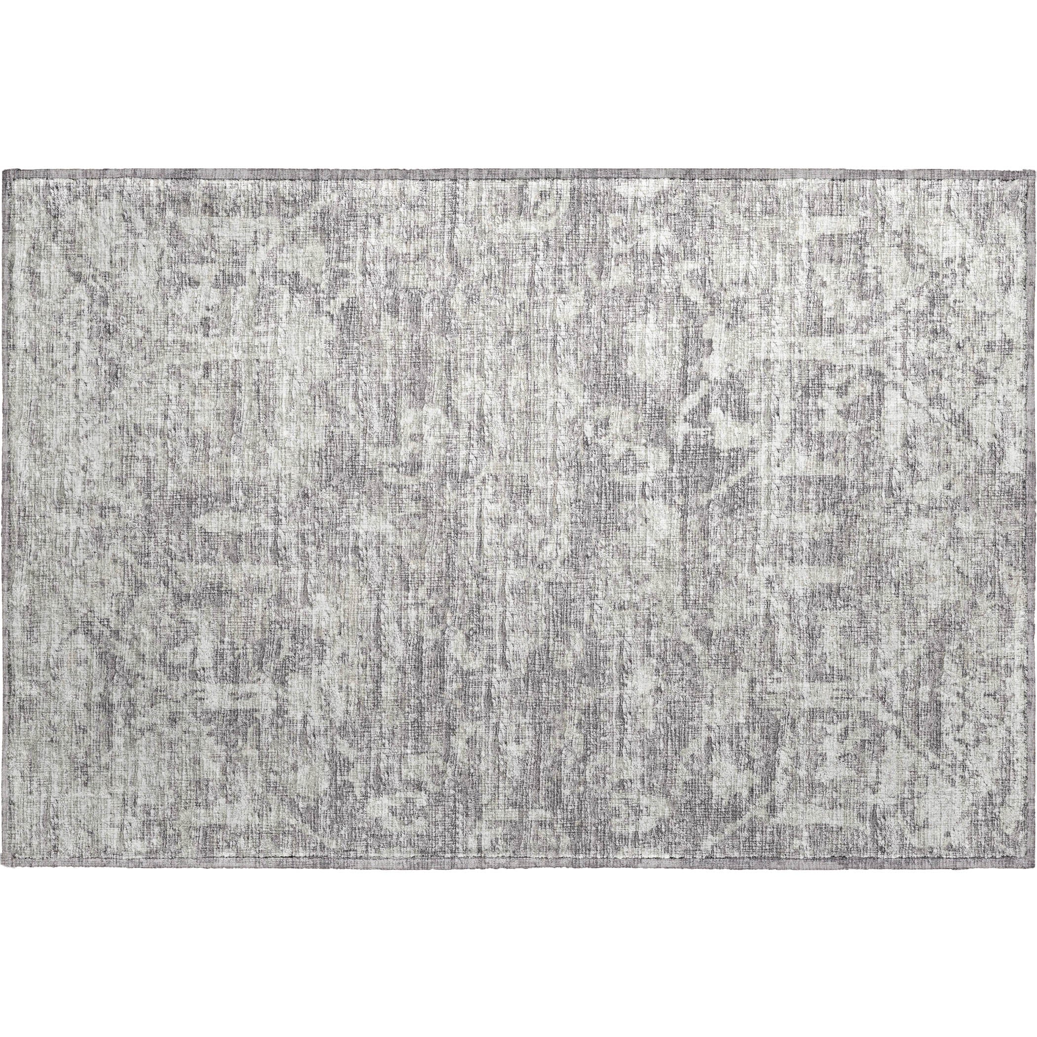 Luxury Machine Washable Indoor/Outdoor Traditional AB1 Flannel Gray Rug 1'8" x 2'6" #shape_Rectangle