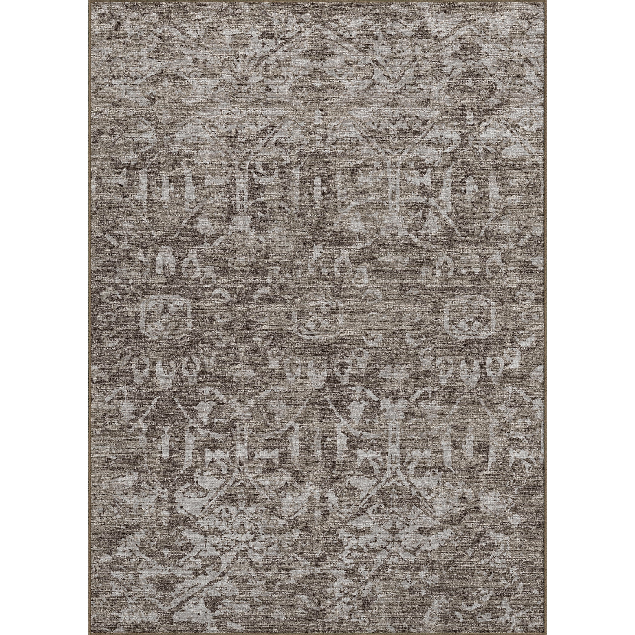 Luxury Machine Washable Indoor/Outdoor Traditional AB1 Fudge Brown Rug 3' x 5' #shape_Rectangle