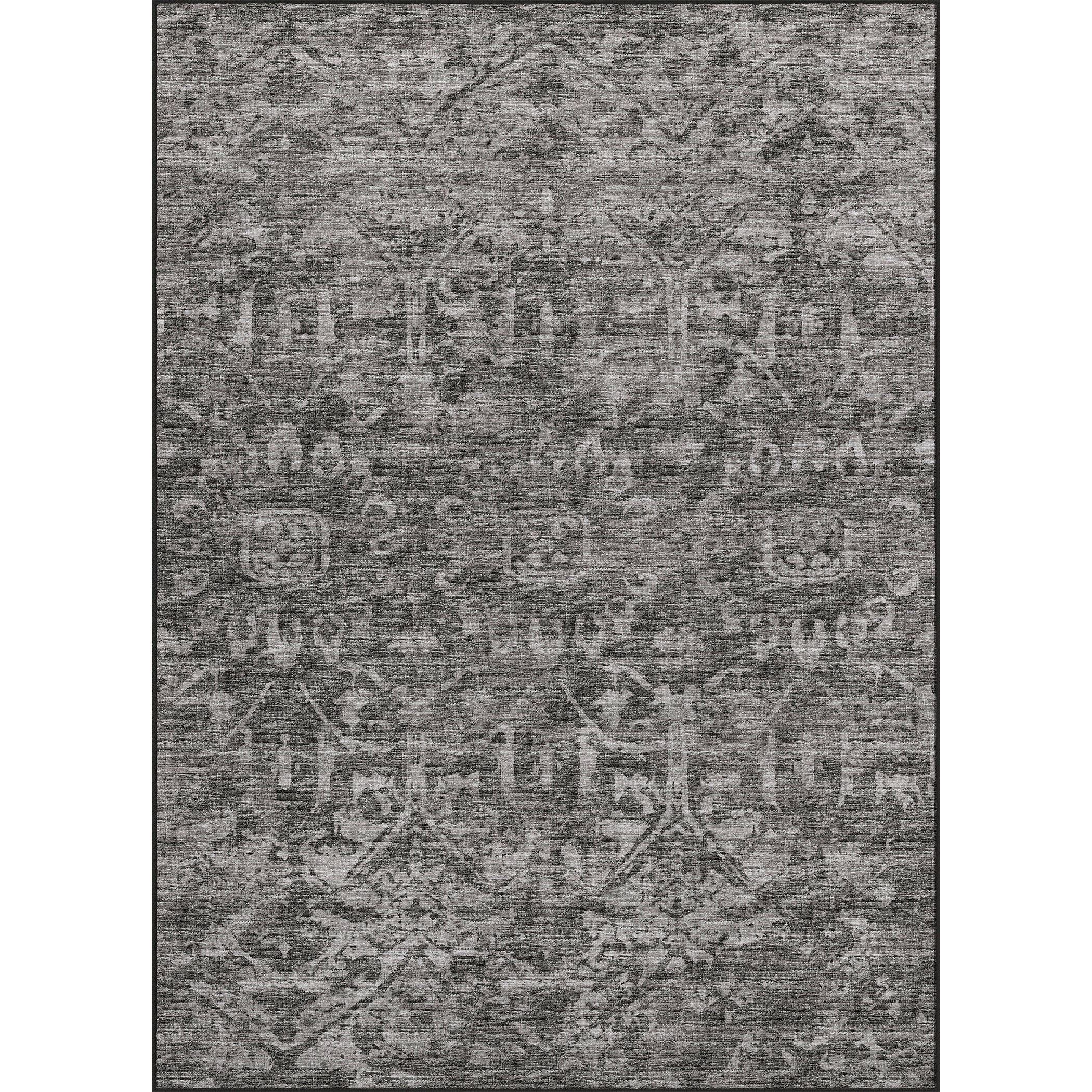 Luxury Machine Washable Indoor/Outdoor Traditional AB1 Graphite Gray Rug 3' x 5' #shape_Rectangle