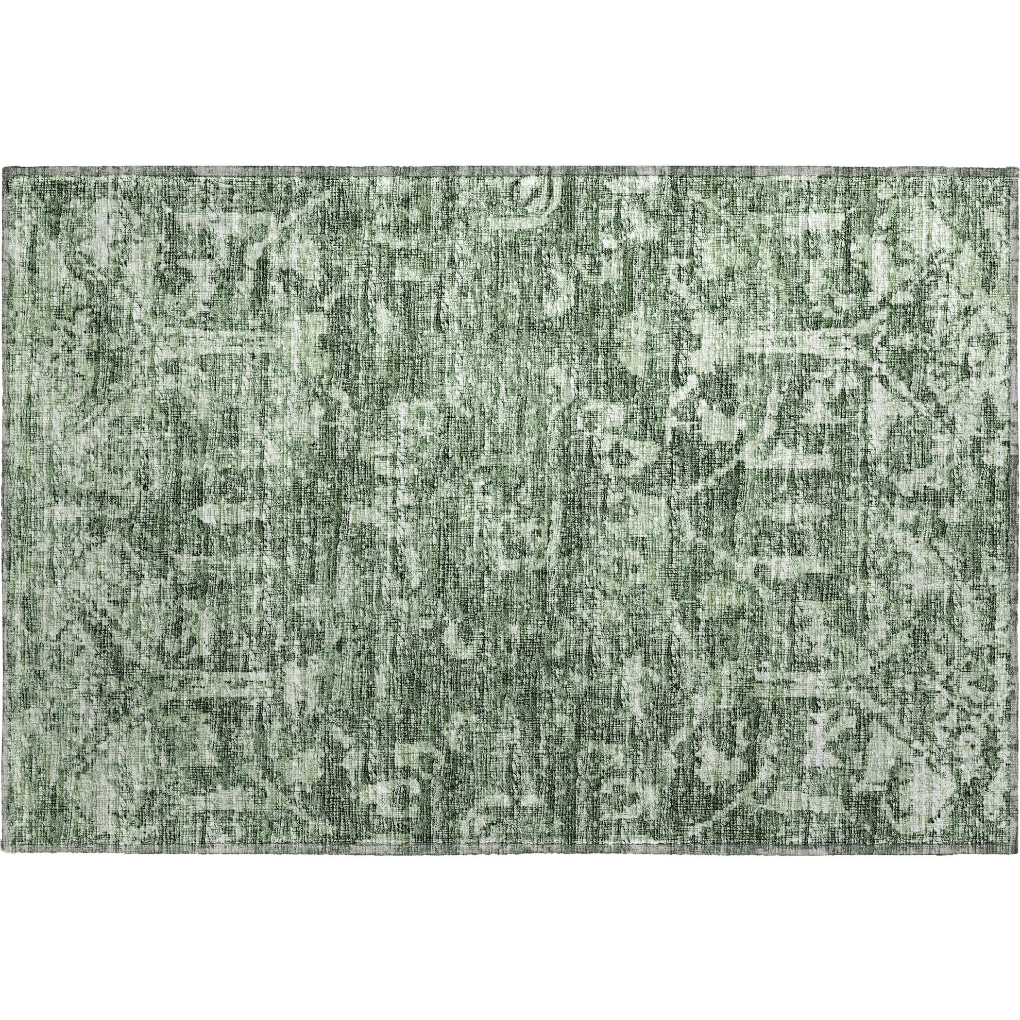 Luxury Machine Washable Indoor/Outdoor Traditional AB1 Irish Green Rug 1'8" x 2'6" #shape_Rectangle