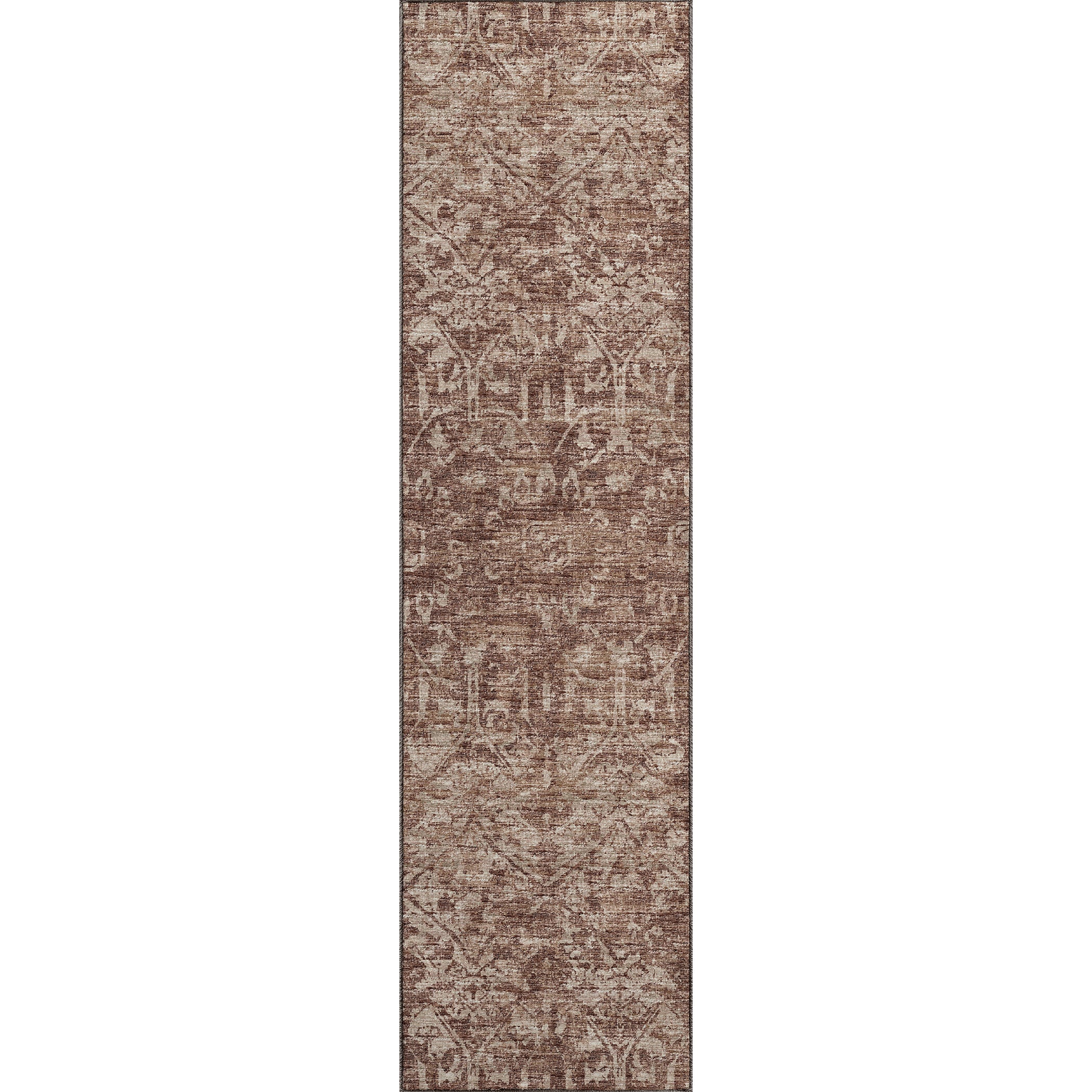 Luxury Machine Washable Indoor/Outdoor Traditional AB1 Mink Brown Rug 2'3" x 7'6" #shape_Rectangle