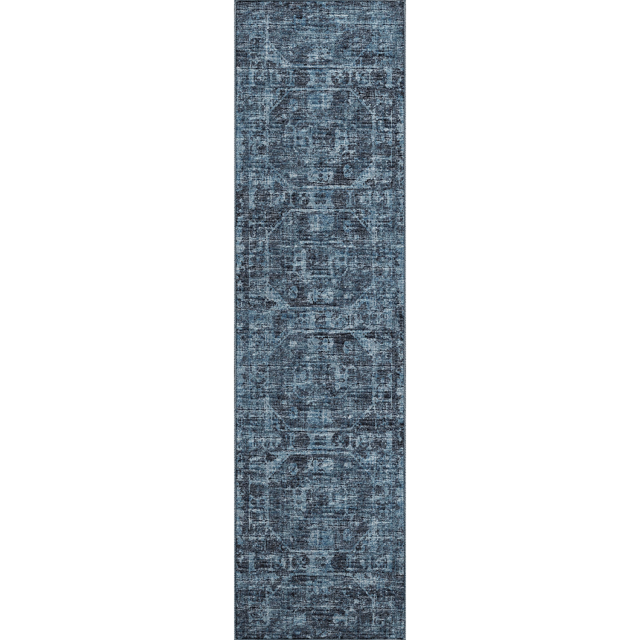 Luxury Machine Washable Indoor/Outdoor Traditional AB2 Baltic Blue Rug 2'3" x 7'6" #shape_Rectangle