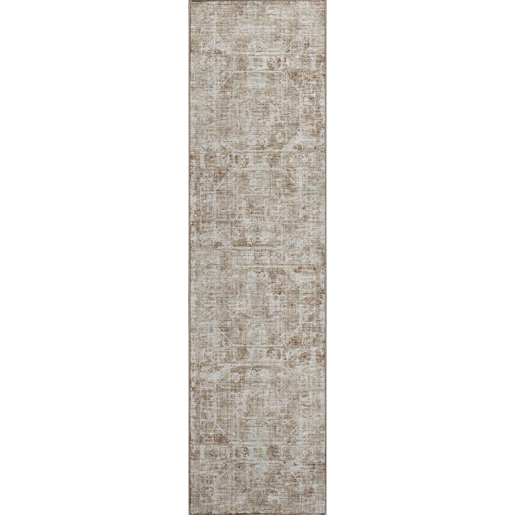 Luxury Machine Washable Indoor/Outdoor Traditional AB2 Driftwood Brown Rug 2'3" x 7'6" #shape_Rectangle