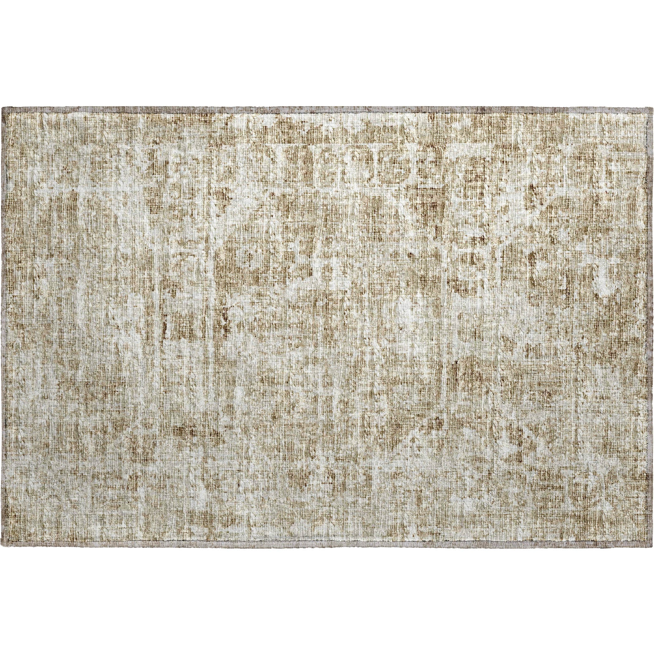 Luxury Machine Washable Indoor/Outdoor Traditional AB2 Driftwood Brown Rug 1'8" x 2'6" #shape_Rectangle