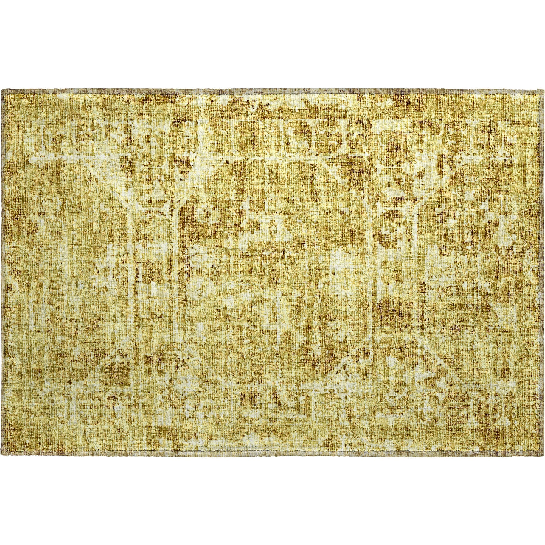 Luxury Machine Washable Indoor/Outdoor Traditional AB2 Gold Rug 1'8" x 2'6" #shape_Rectangle