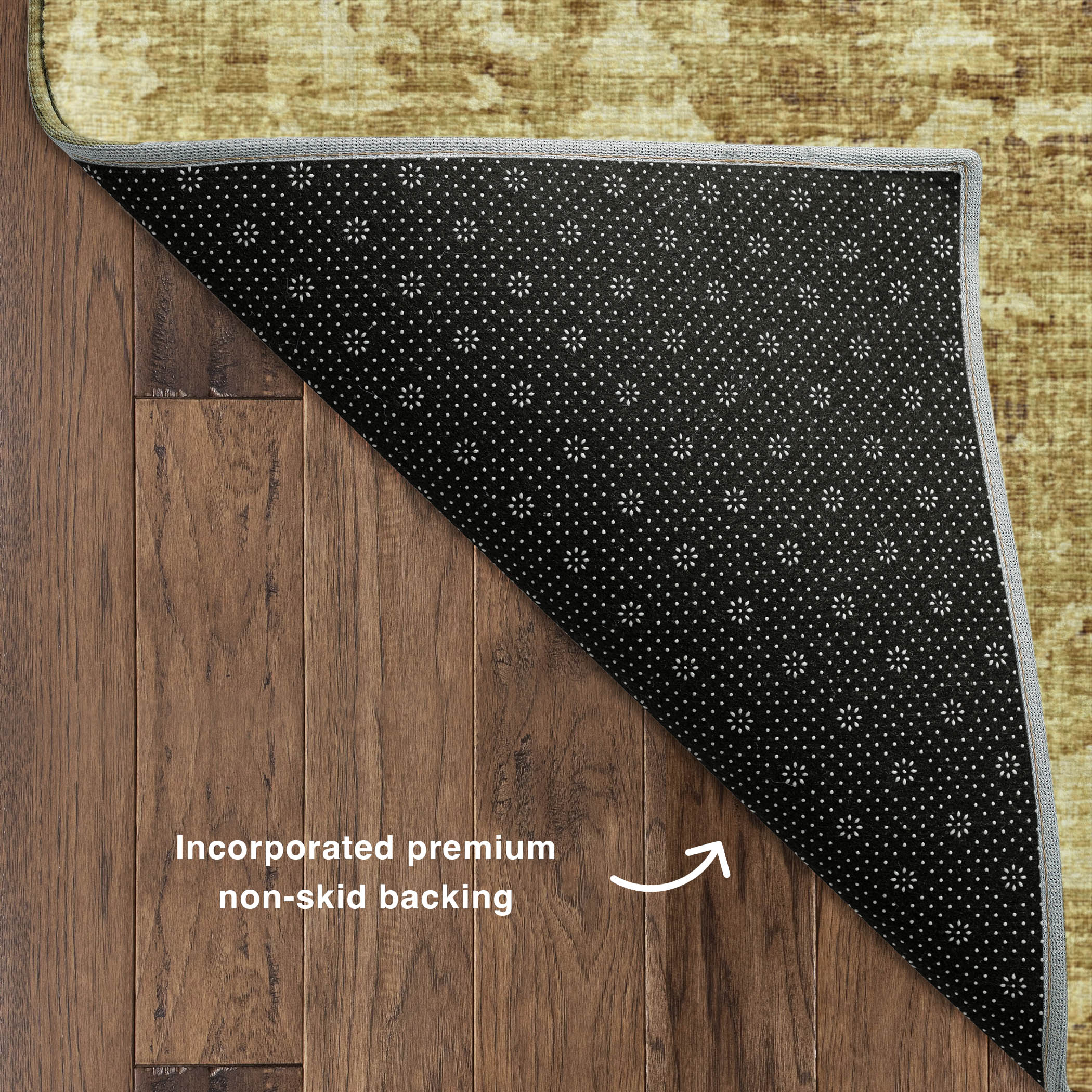 Luxury Machine Washable Indoor/Outdoor Traditional AB2 Gold Rug 1'8" x 2'6" #shape_Rectangle