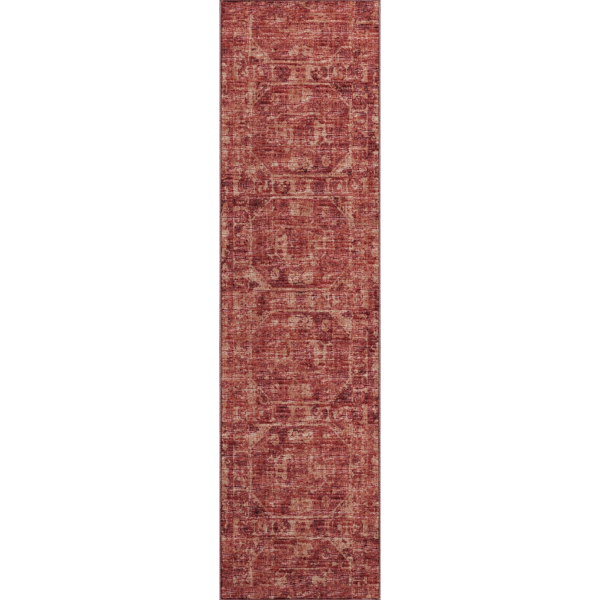 Luxury Machine Washable Indoor/Outdoor Traditional AB2 Paprika Red Rug 2'3" x 7'6" #shape_Rectangle