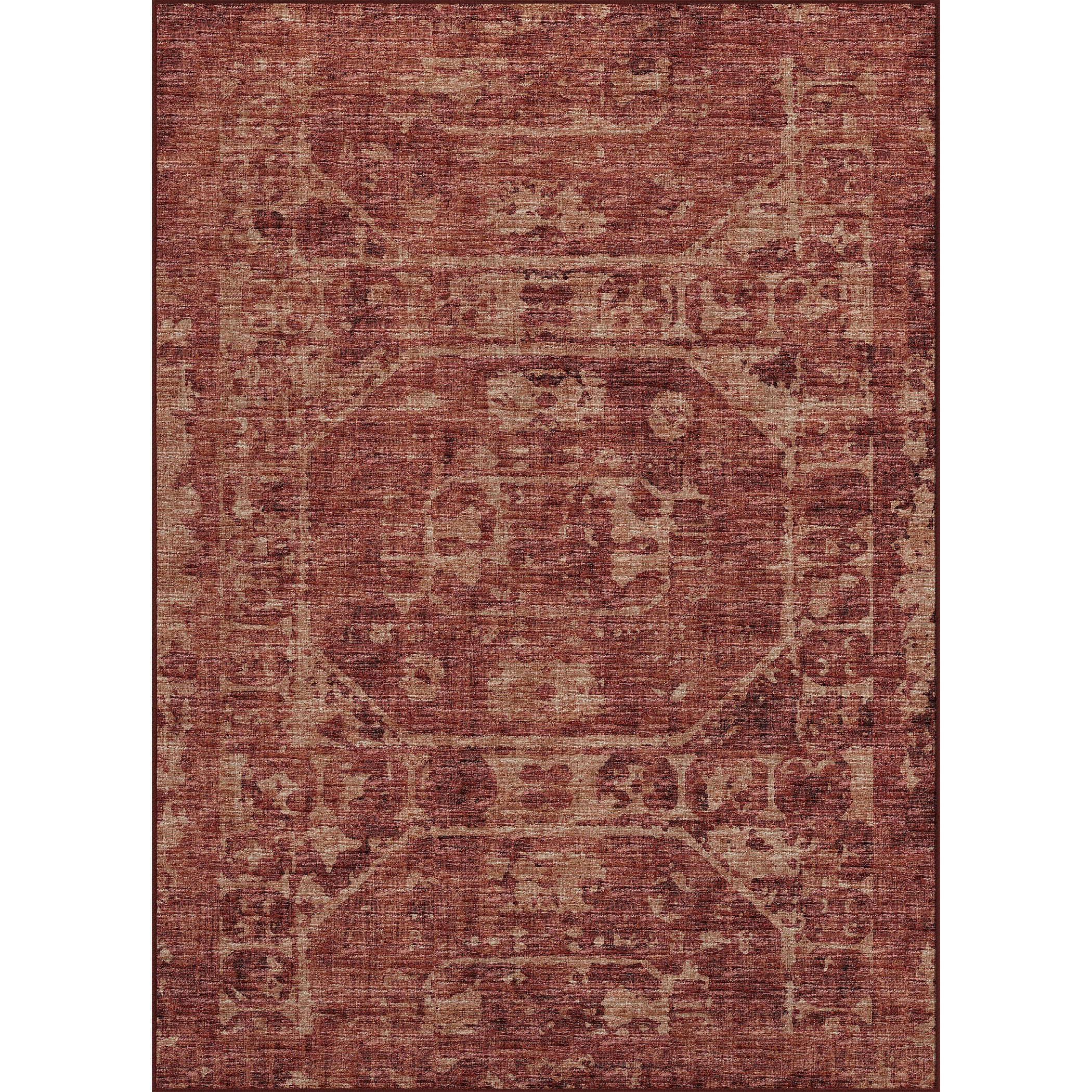 Luxury Machine Washable Indoor/Outdoor Traditional AB2 Paprika Red Rug 3' x 5' #shape_Rectangle