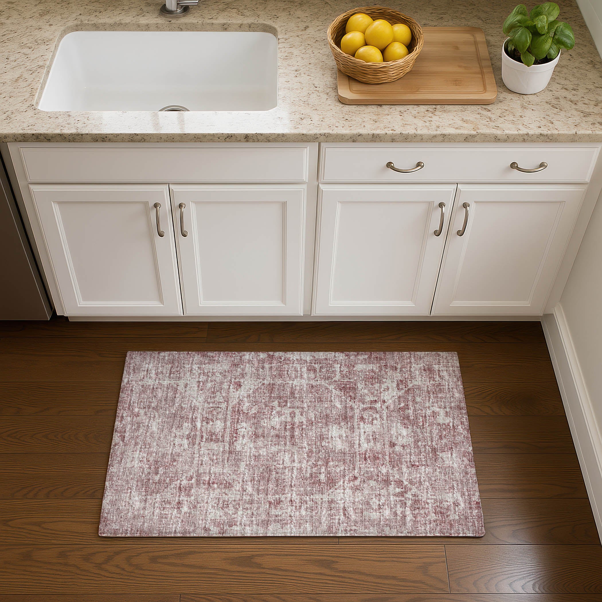 Luxury Machine Washable Indoor/Outdoor Traditional AB2 Rose Pink Rug 1'8" x 2'6" #shape_Rectangle