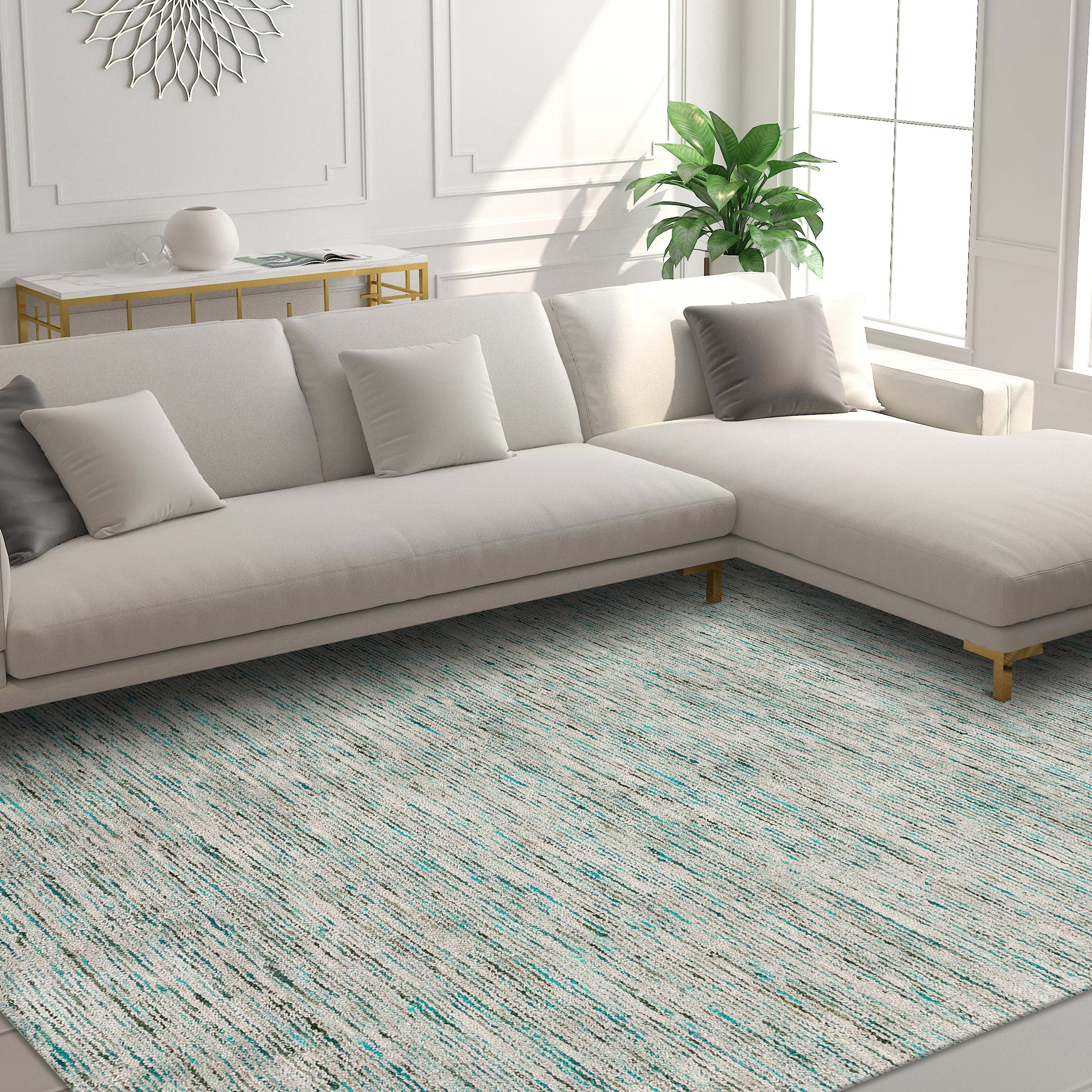 Transitional AC1 Aruba Teal Wool Rug 2' x 3' #shape_Rectangle