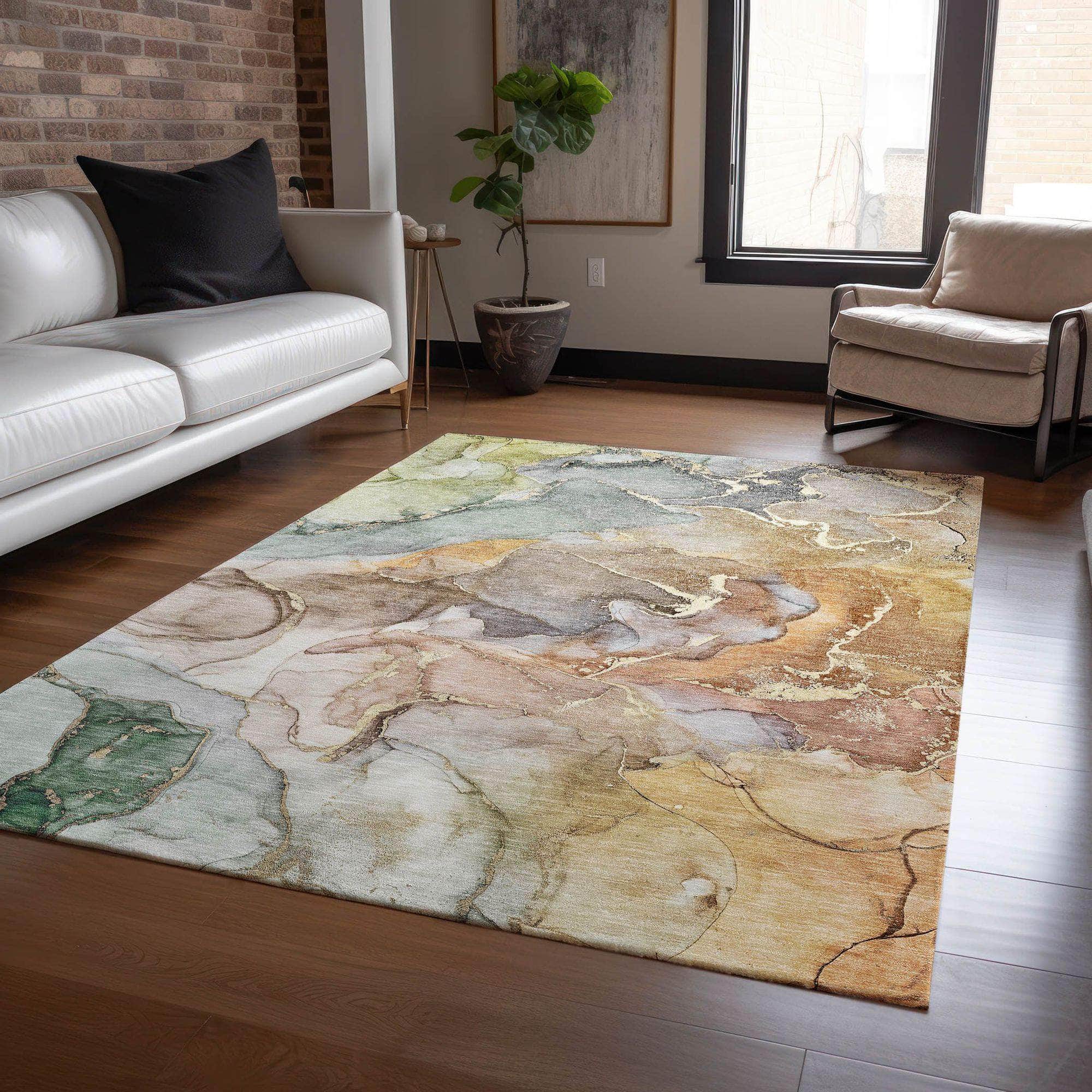 Machine Made ACN500 Beige Brown Rugs