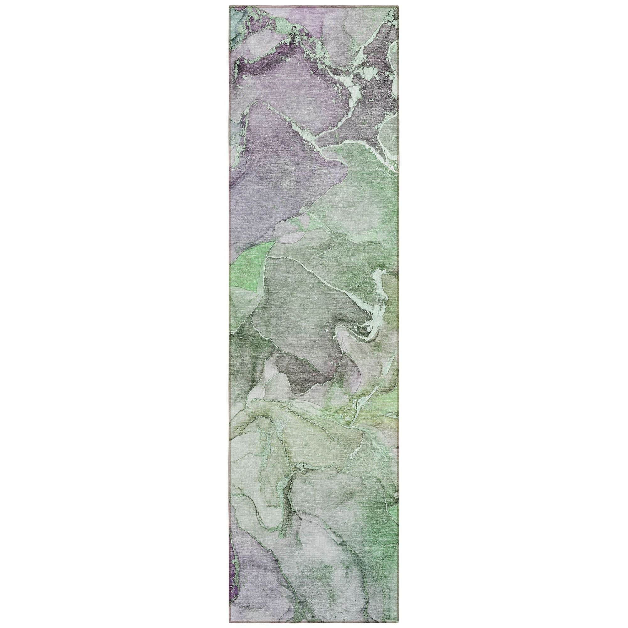 Machine Washable Green Rug - Indoor / Outdoor - Kids / Pet Friendly Watercolors Print Rug