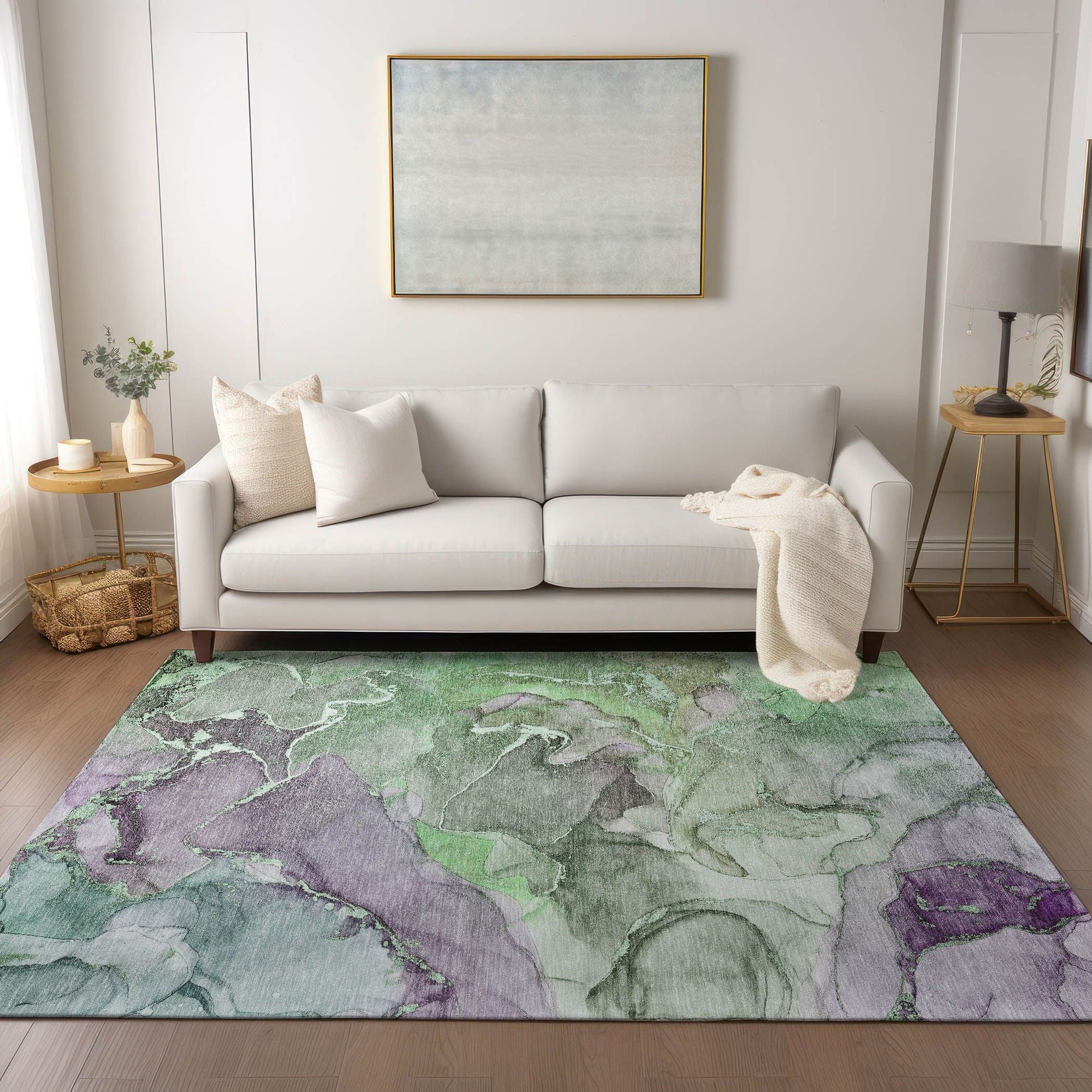 Machine Made ACN500 Green Rugs
