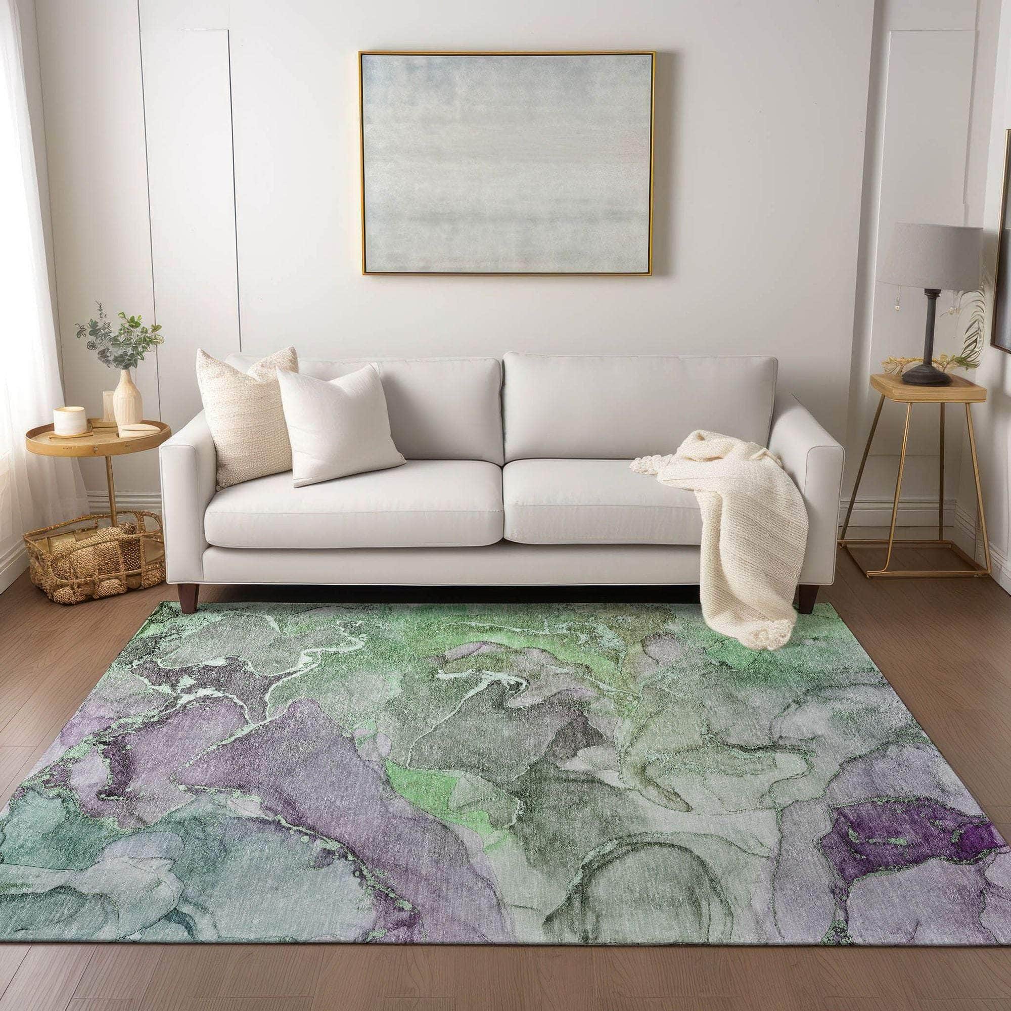 Machine Made ACN500 Green Rugs
